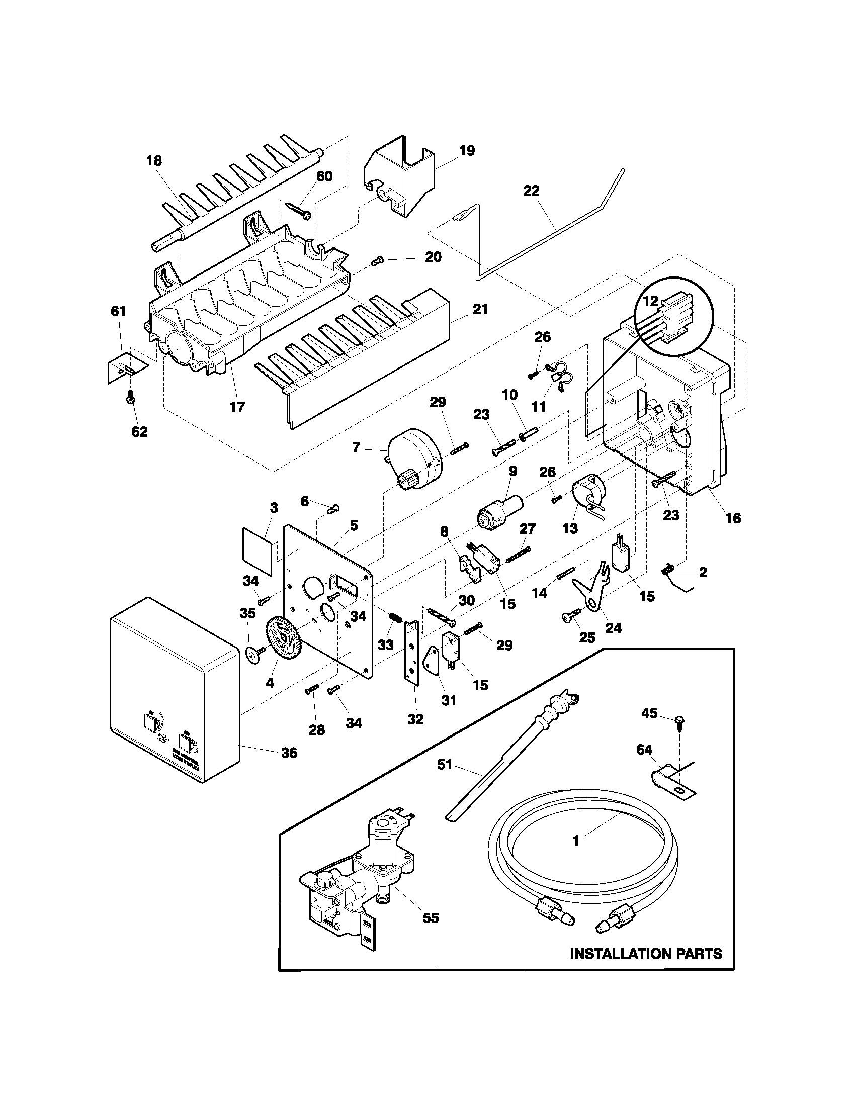 Kenmore 25374802400 ice maker diagram