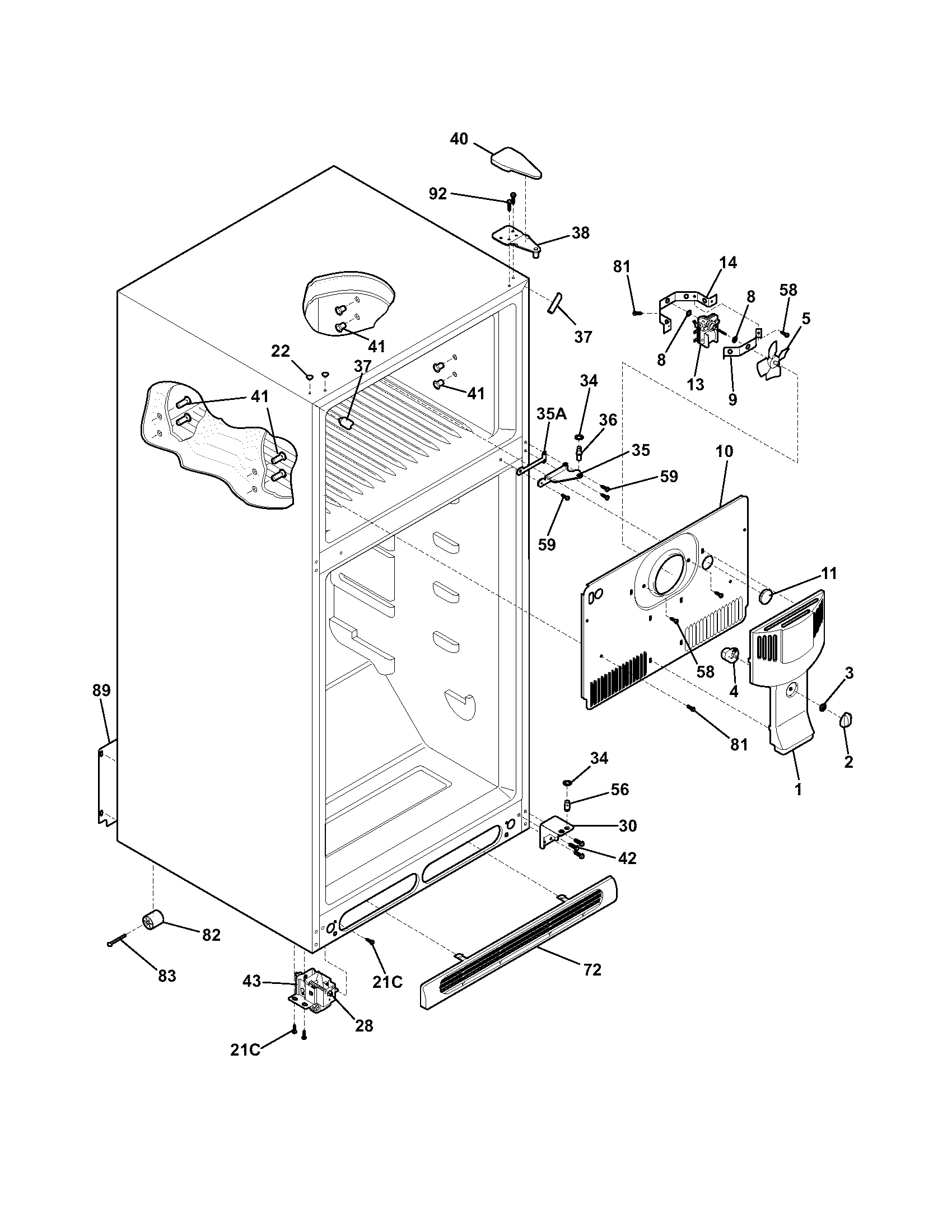 Frigidaire FRT18IL6DQ0 cabinet diagram