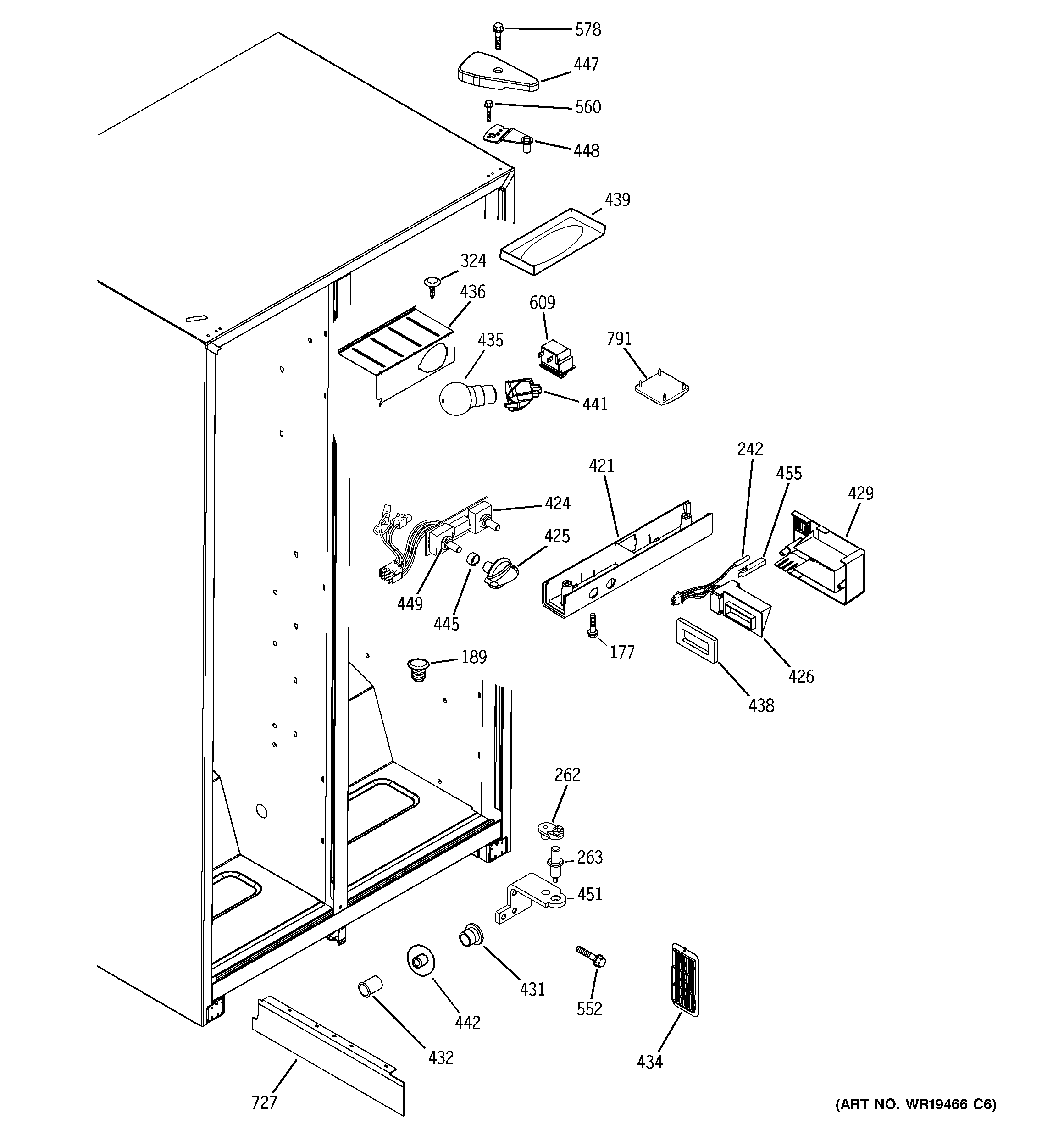 RCA RSG22IBPHFWW fresh food section diagram