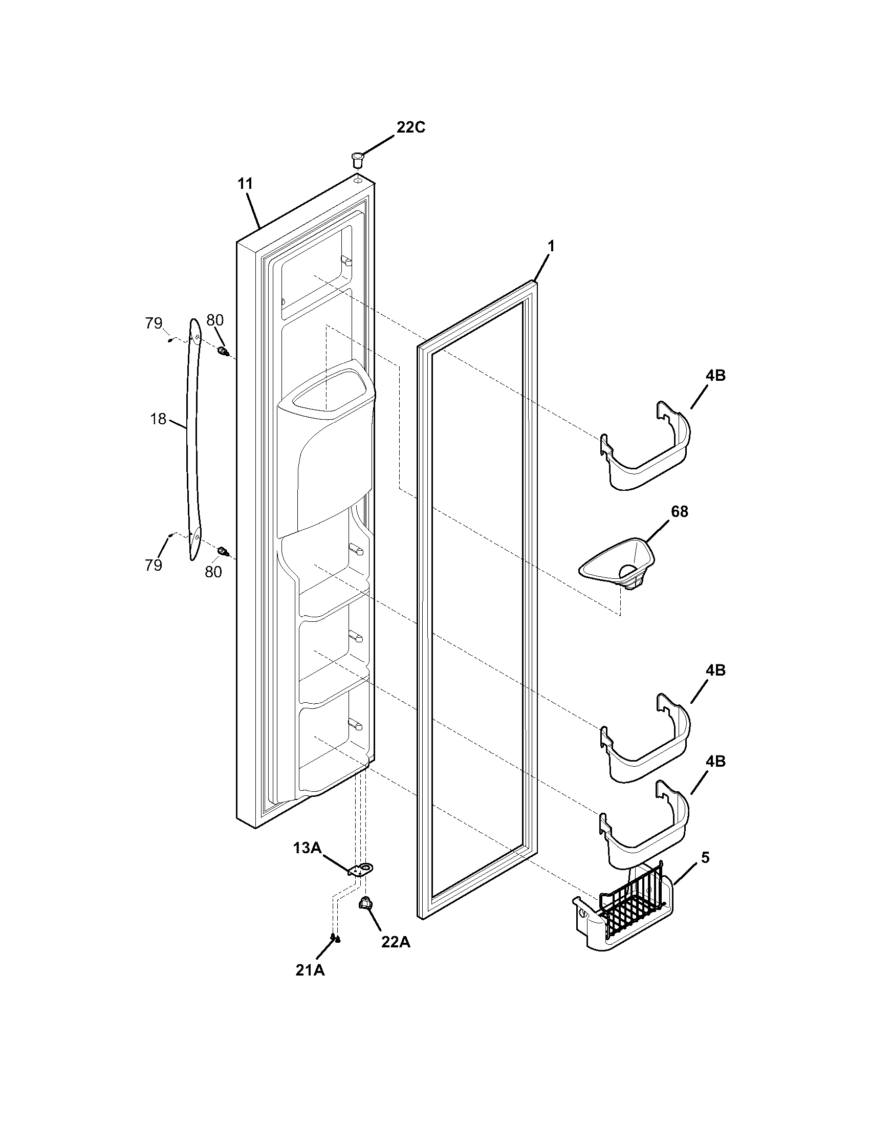Frigidaire PHSC239DSB0 freezer door diagram