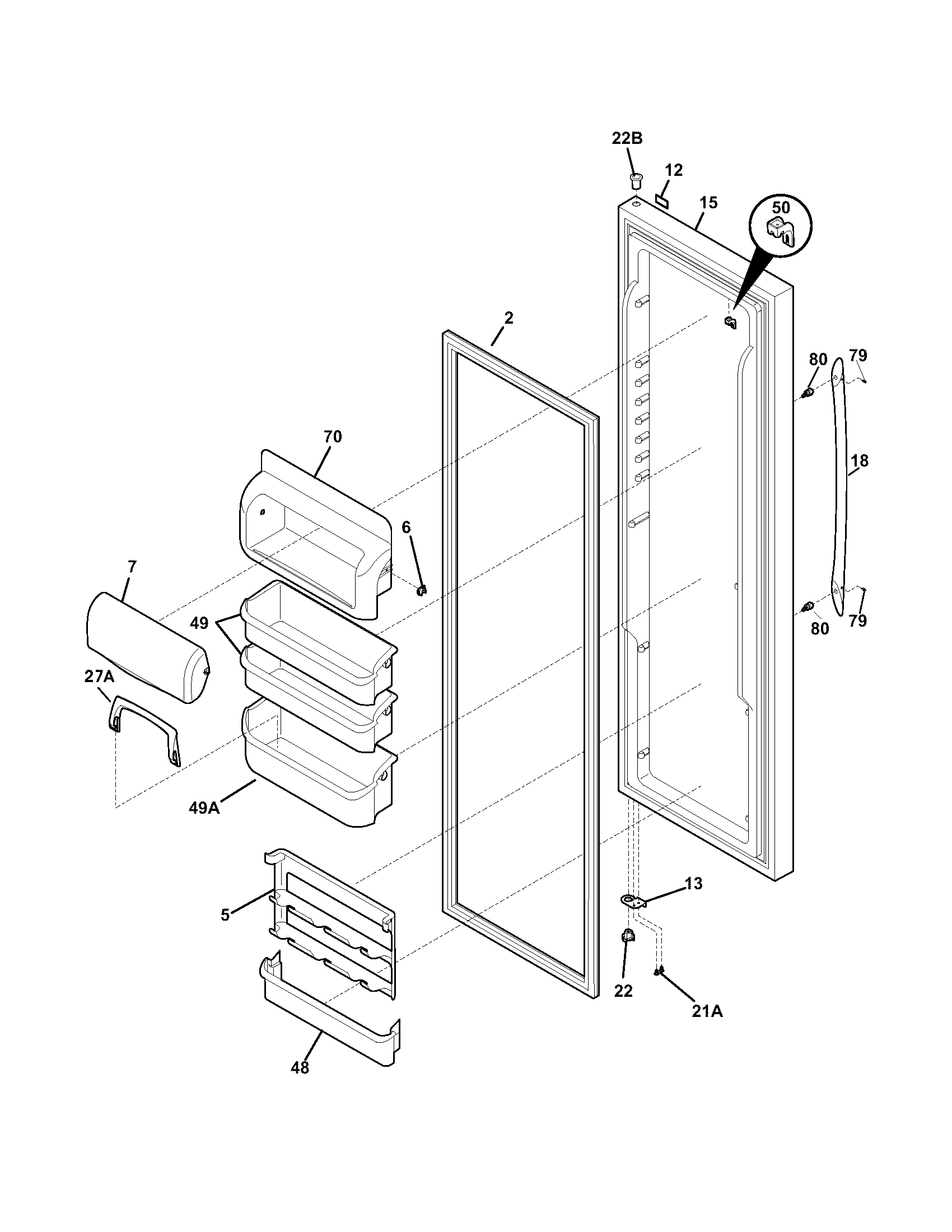 Frigidaire PHSC239DSB0 refrigerator door diagram
