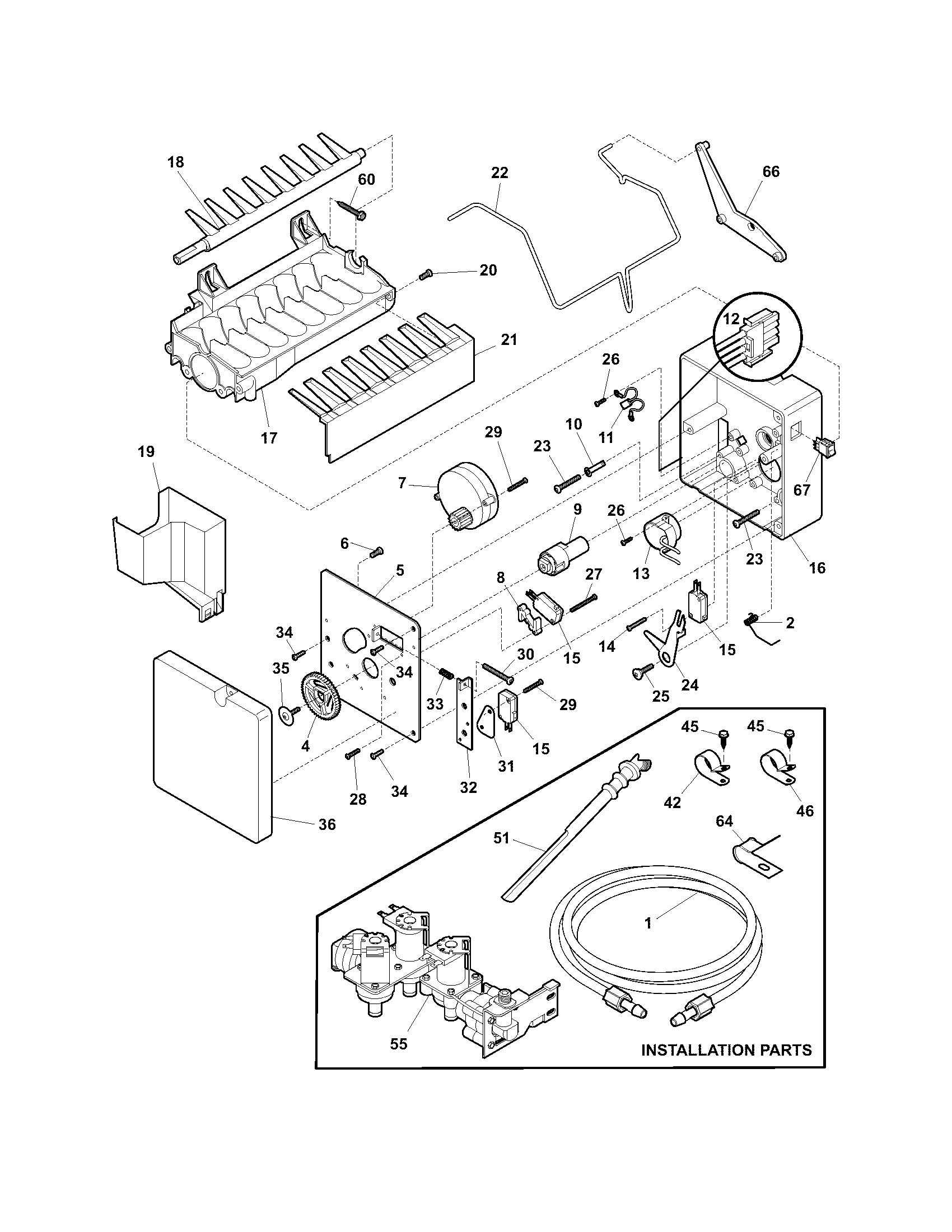 Frigidaire PHSC239DSB0 ice maker diagram