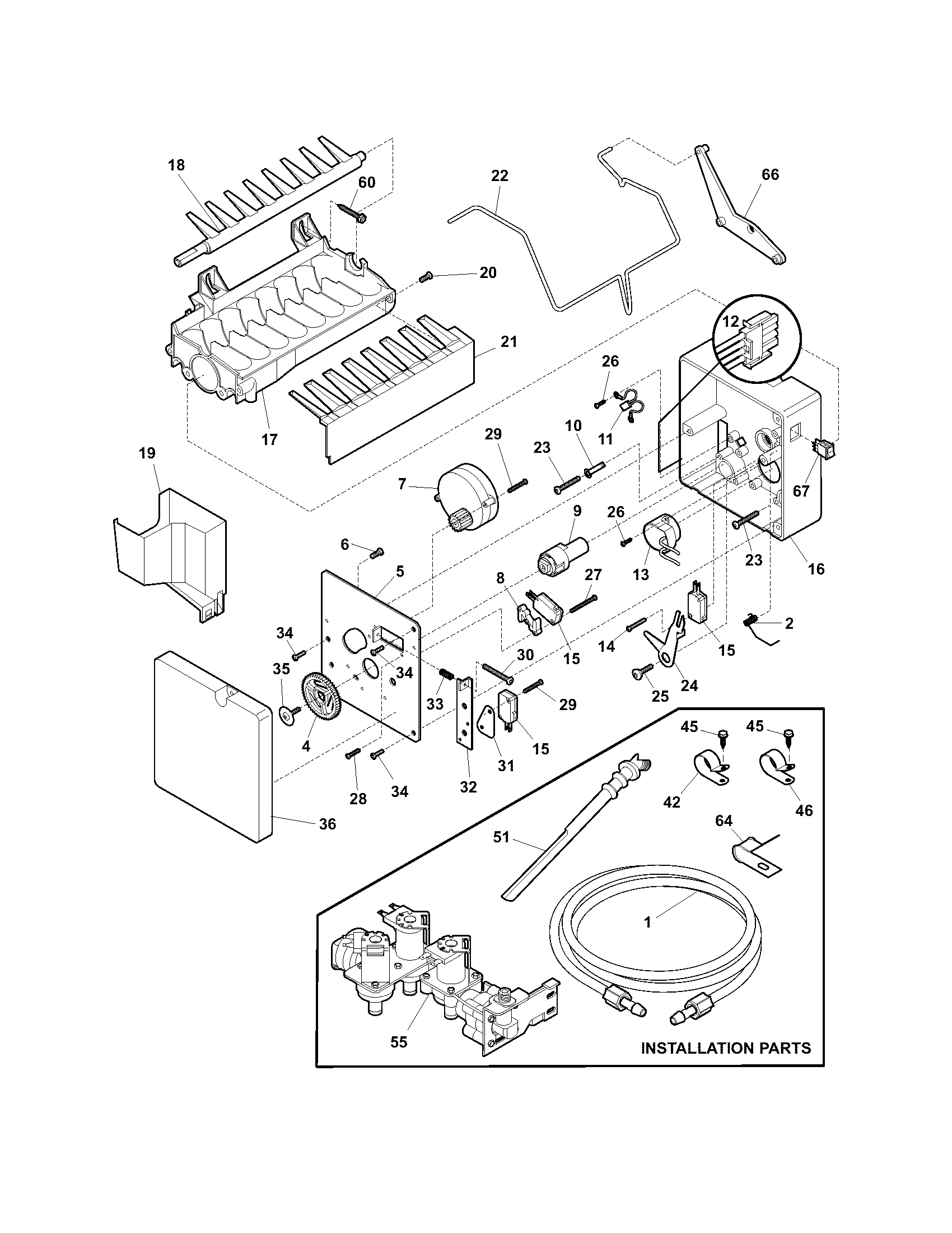 Frigidaire GLHS268ZDS0 ice maker diagram