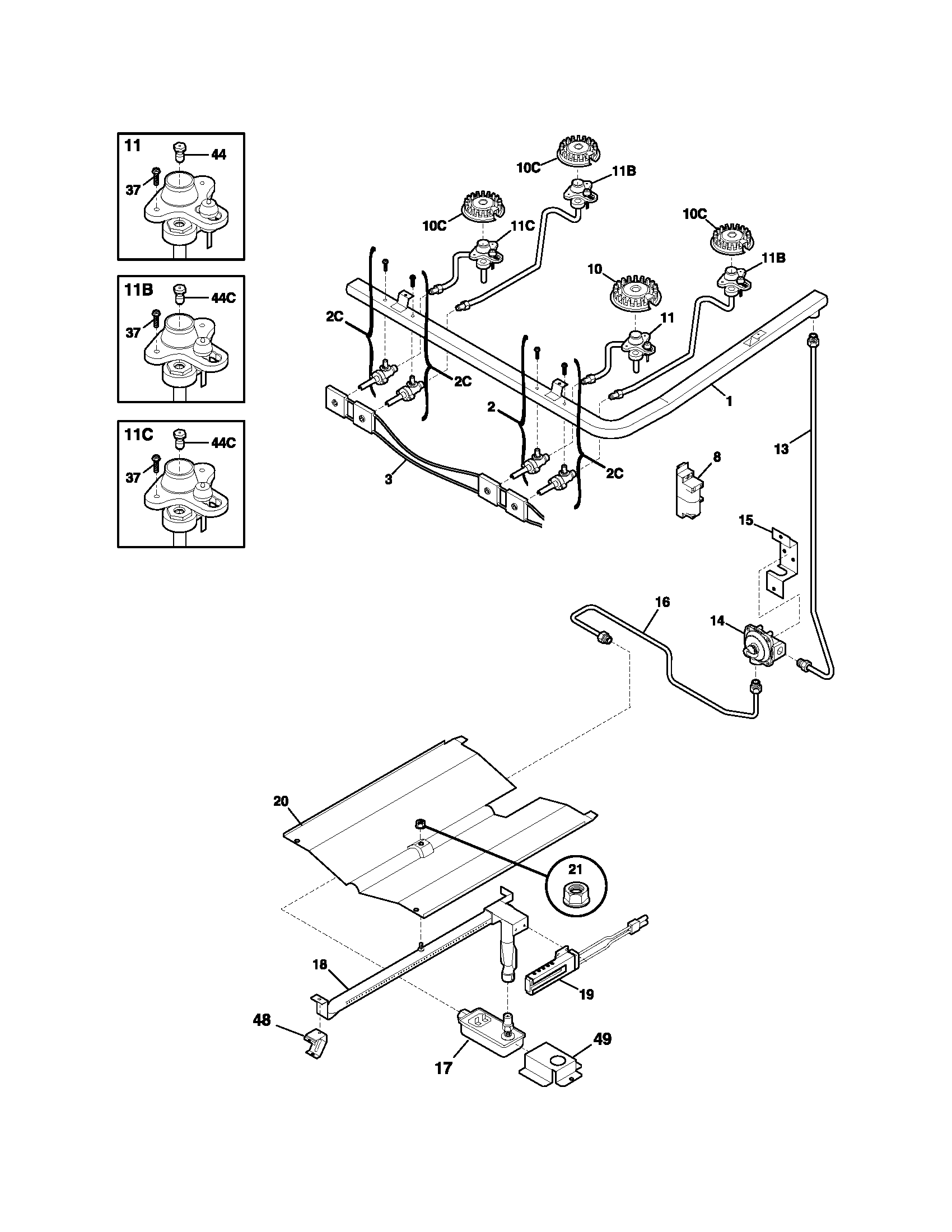 Frigidaire FLF337AWG burner diagram