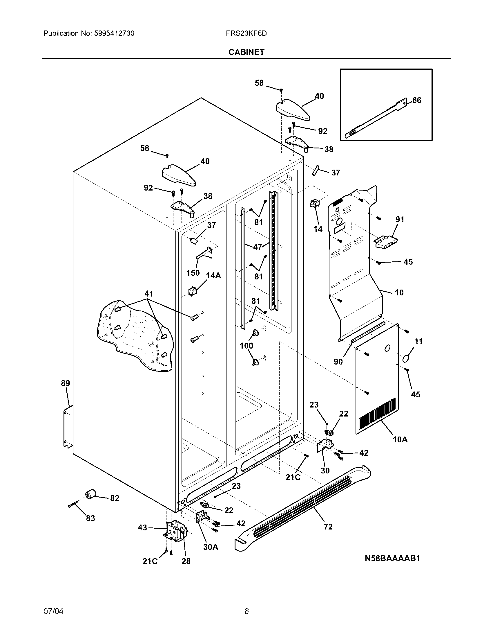 Frigidaire FRS23KF6DB0 cabinet diagram