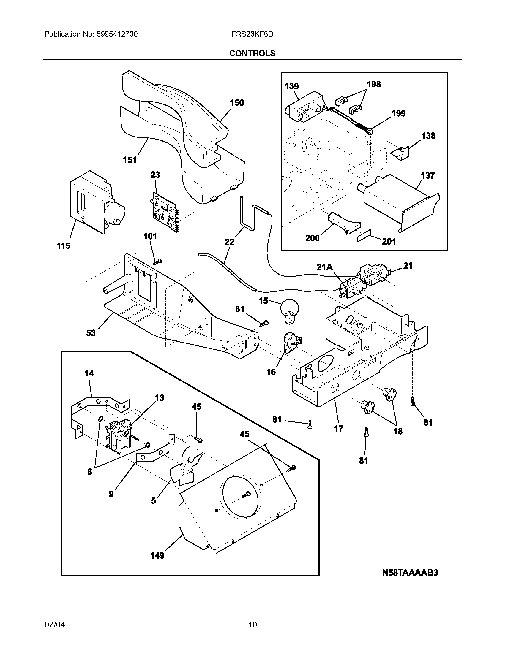 Frigidaire FRS23KF6DB0 controls diagram