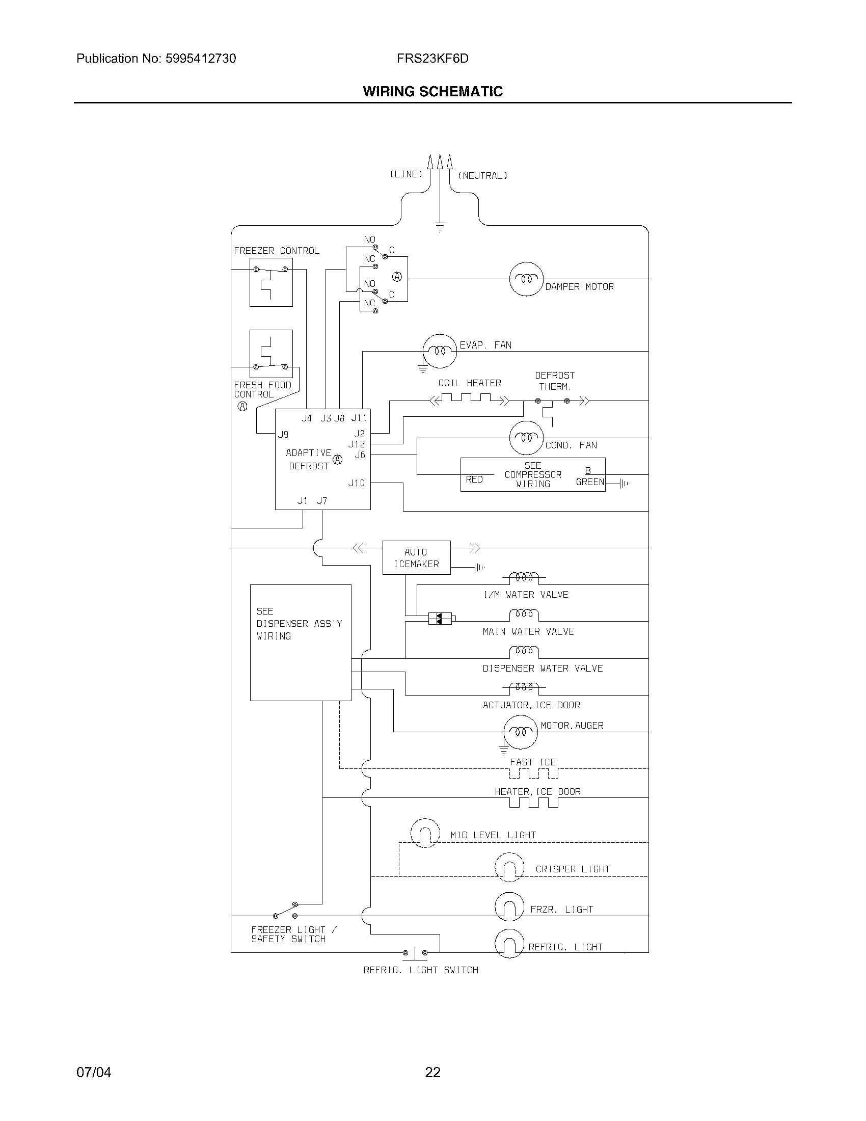 Frigidaire FRS23KF6DB0 wiring schematic diagram