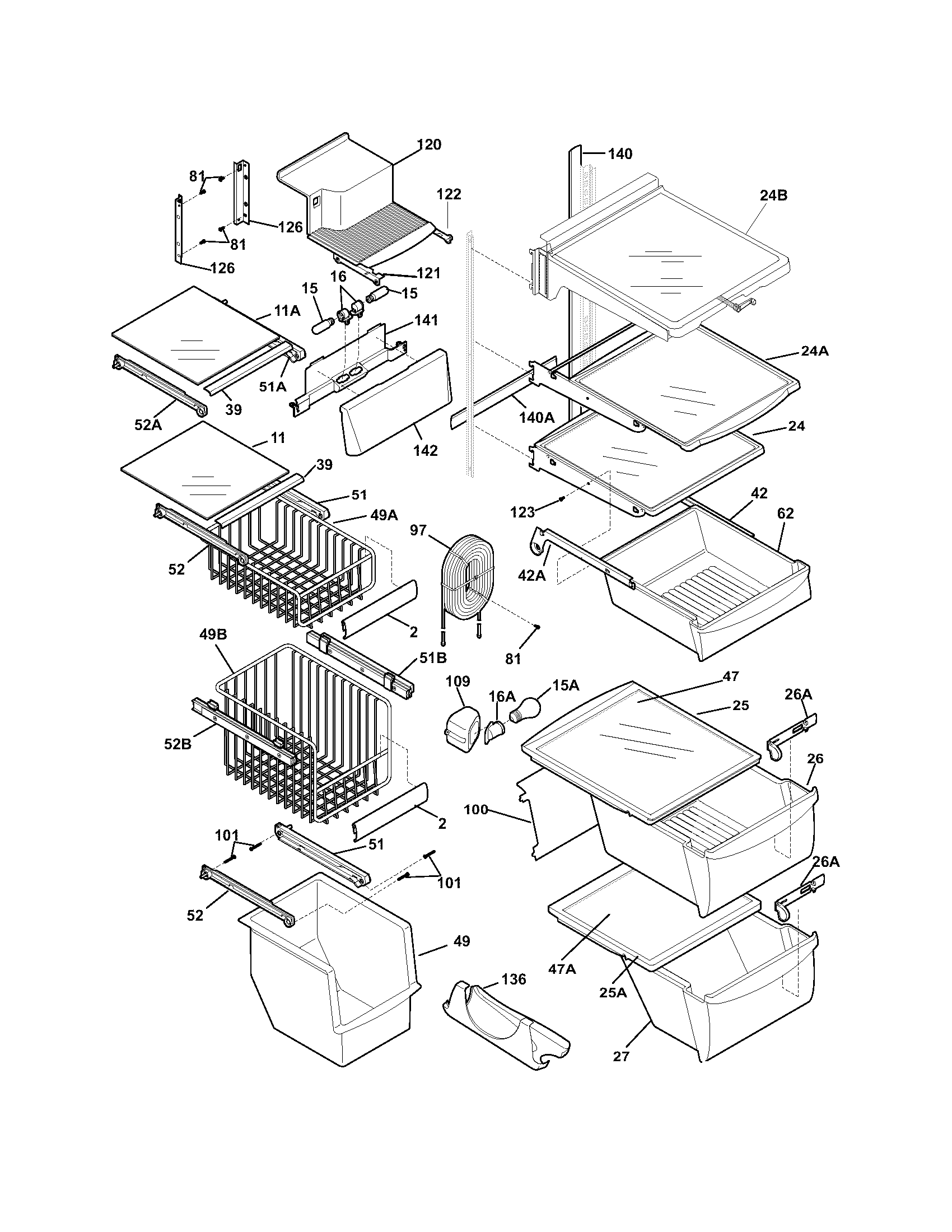 Frigidaire PLHS239ZDB0 shelves diagram