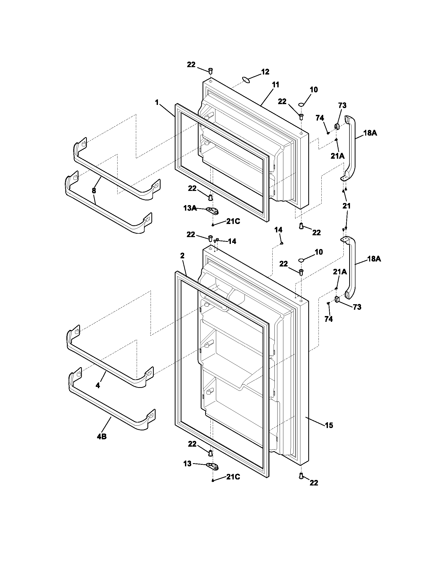 Frigidaire FRT17B1BW2 door diagram