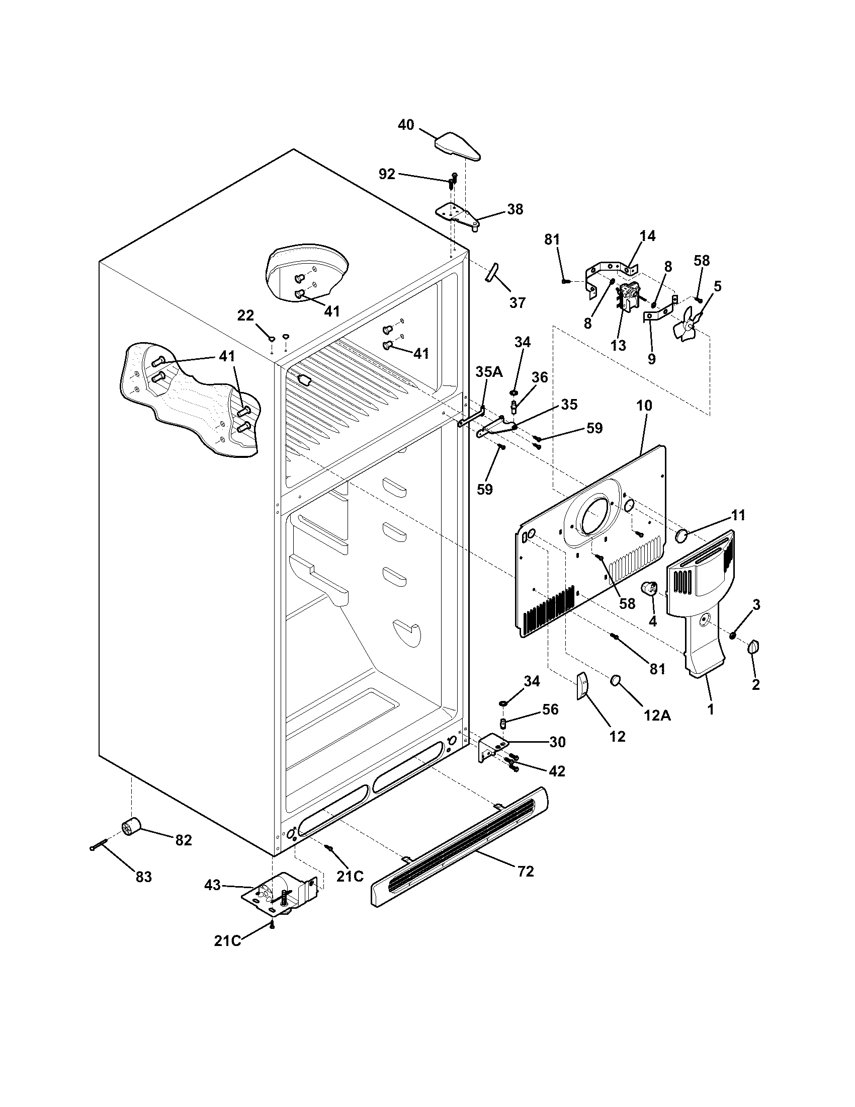 Frigidaire FRT17B1BW2 cabinet diagram