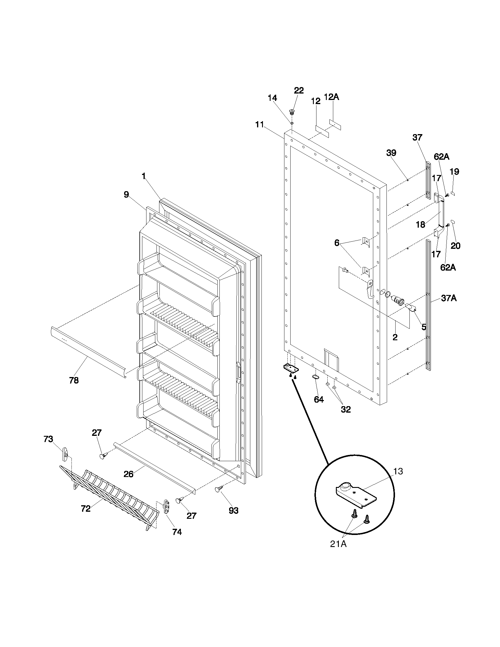 Frigidaire FFU20FC6AW6 door diagram