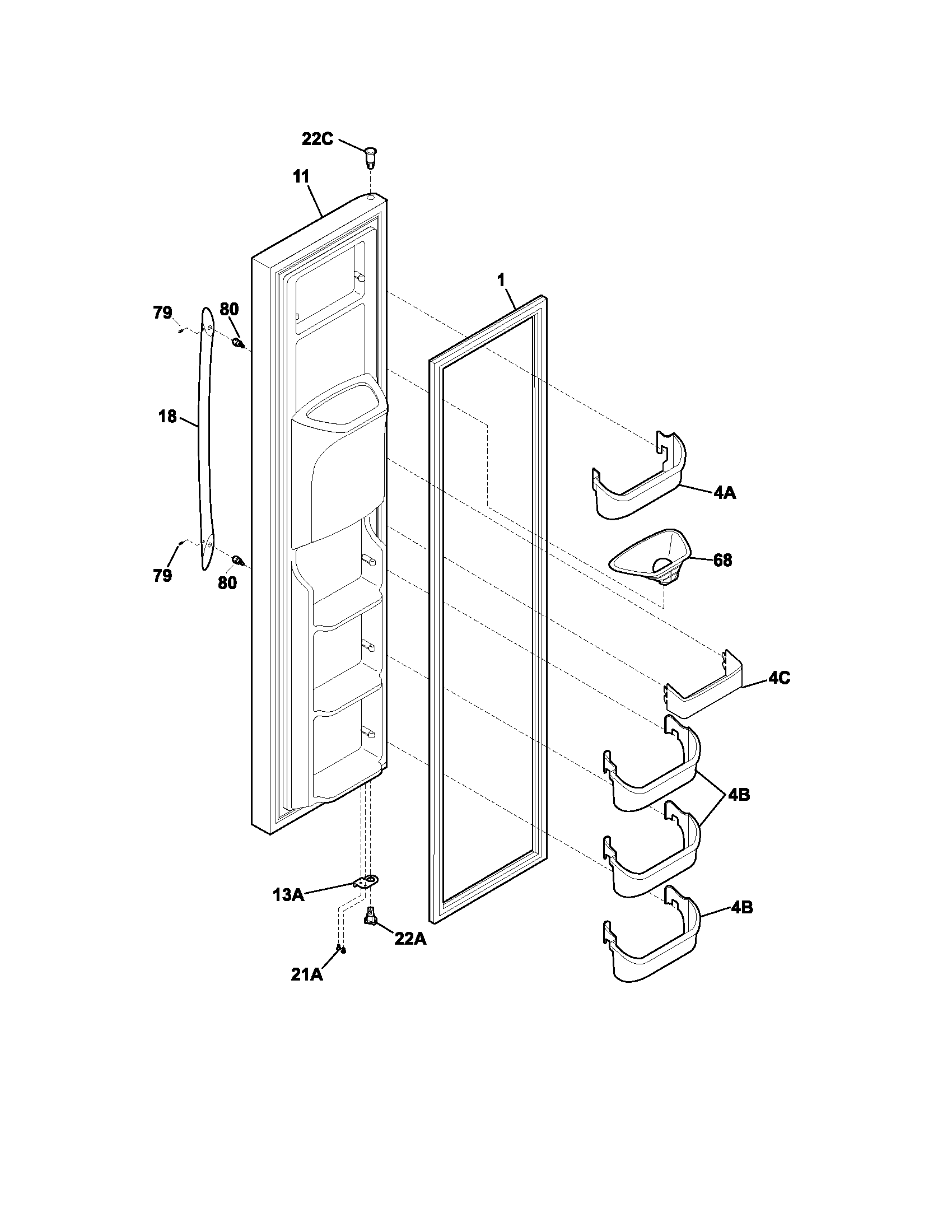 Frigidaire PLHS237ZDB0 freezer door diagram