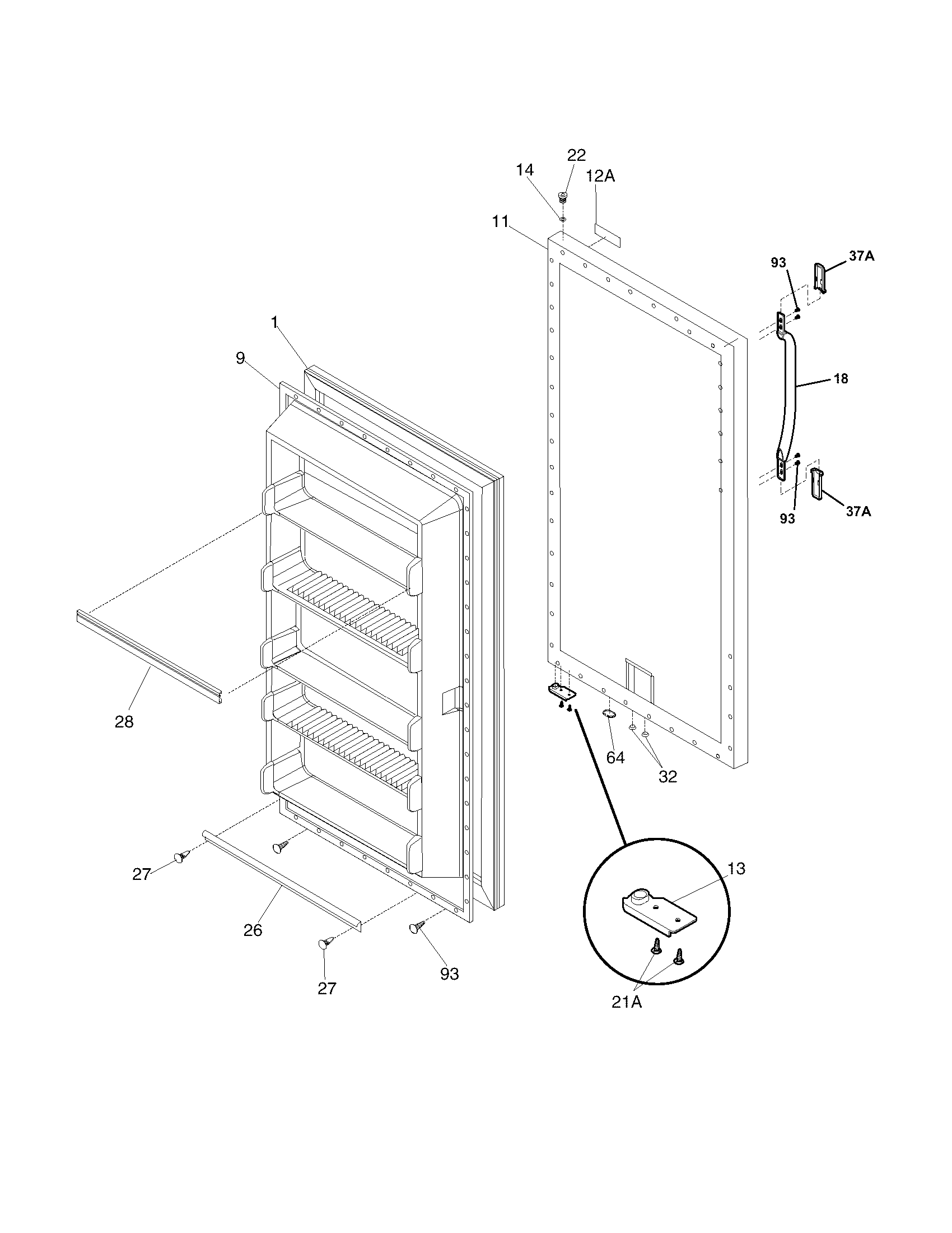 Frigidaire FFU17C4CW3 door diagram