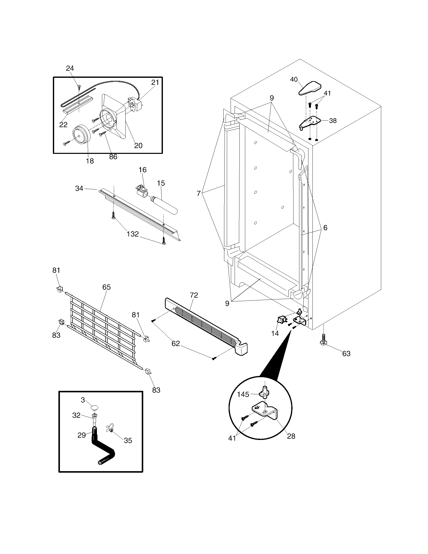 Frigidaire FFU17C4CW3 cabinet diagram