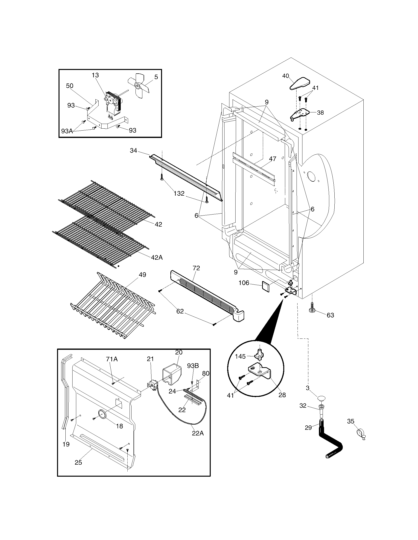 Frigidaire FFU20FK1CW2 cabinet diagram
