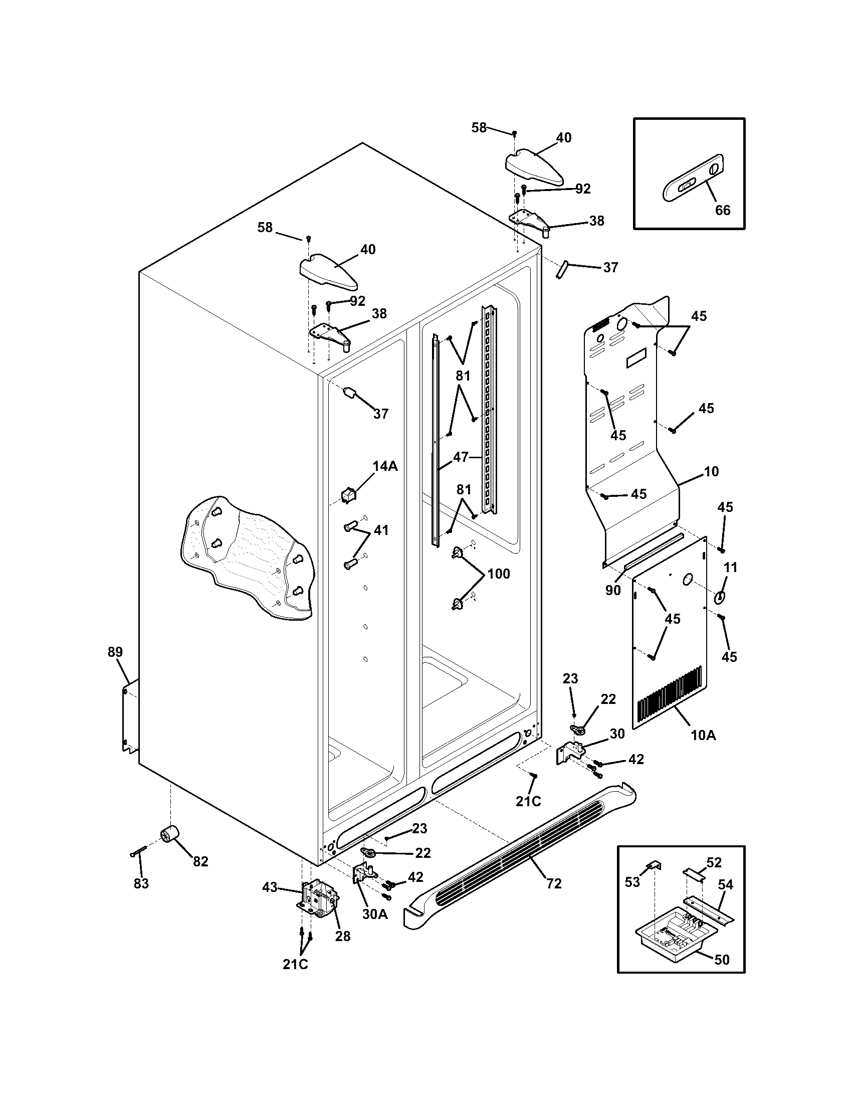 Frigidaire FSC23F7DSB1 cabinet diagram