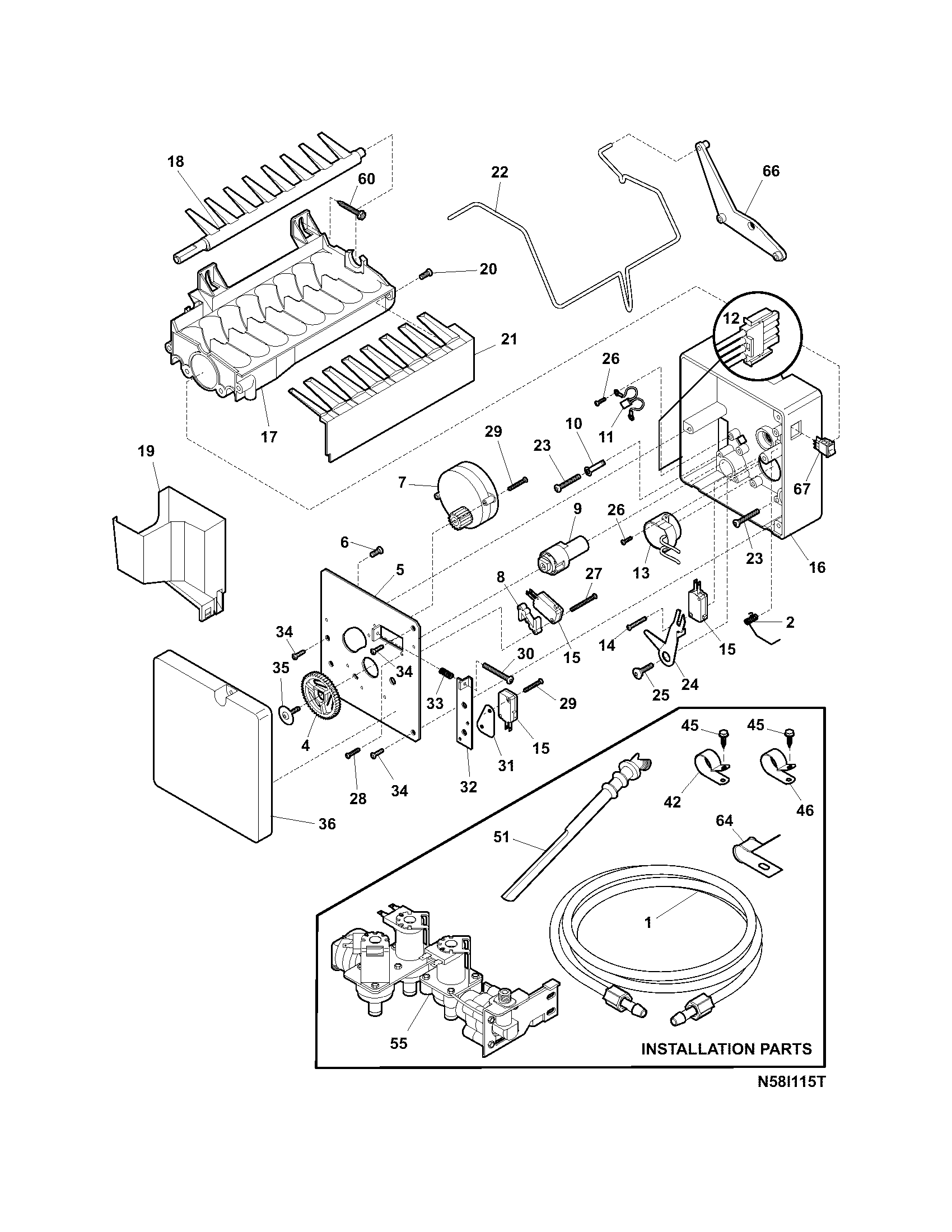 Frigidaire FSC23F7DSB1 ice maker diagram