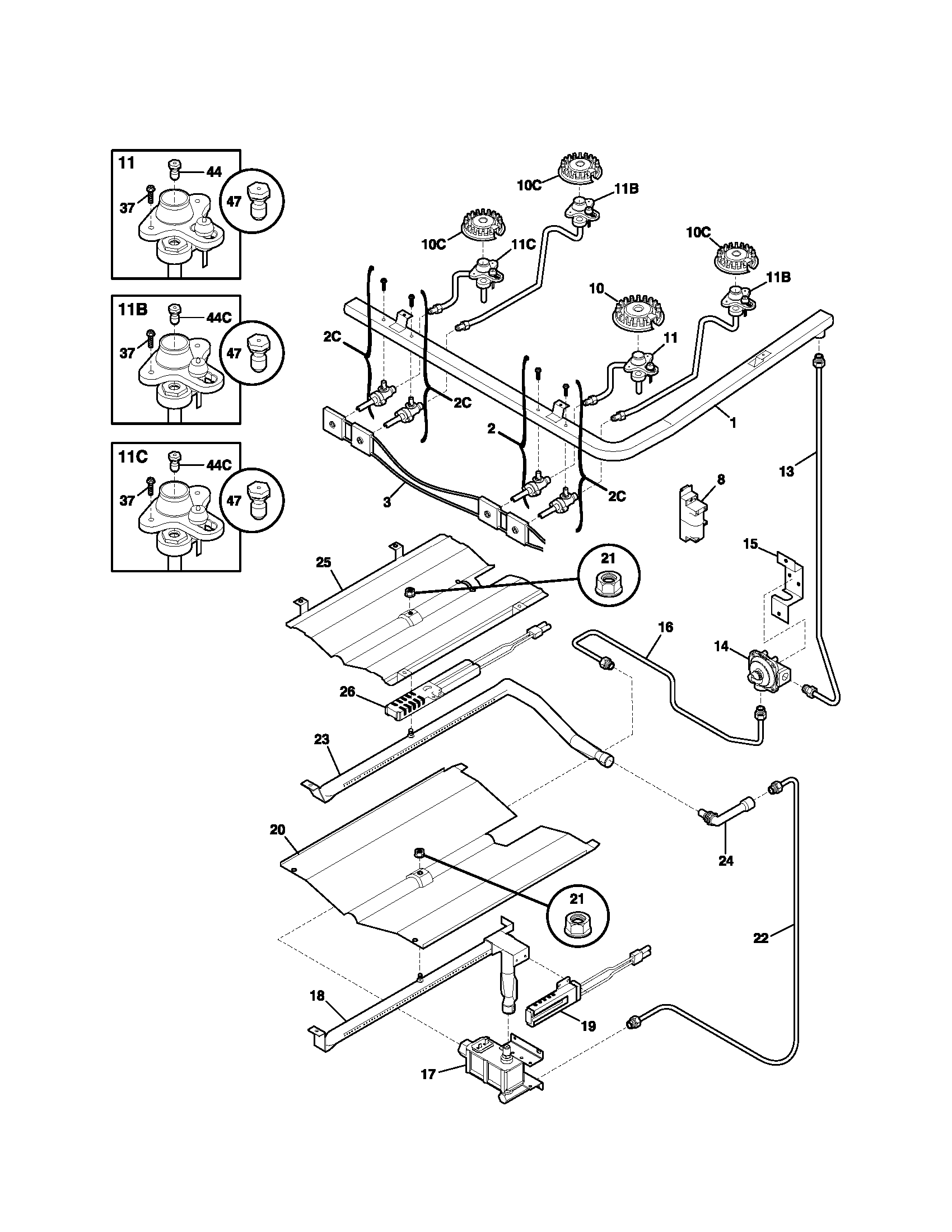 Kenmore 79075853302 burner diagram