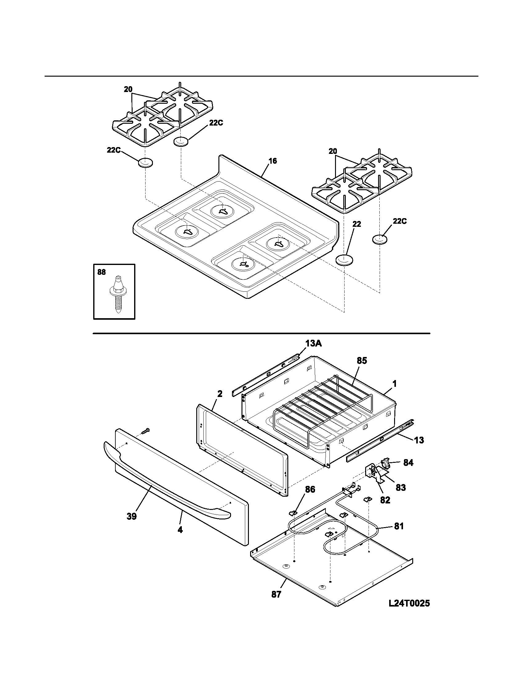 Kenmore 79075853302 top/drawer diagram