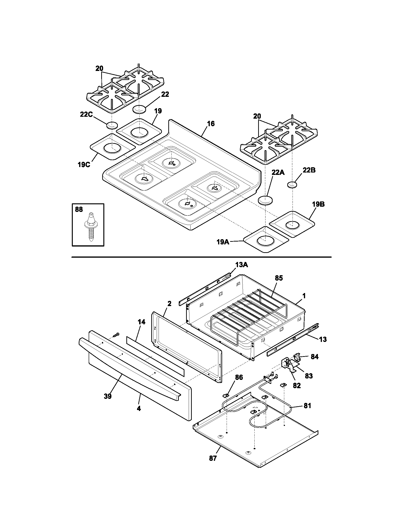 Kenmore 79075862302 top/drawer diagram
