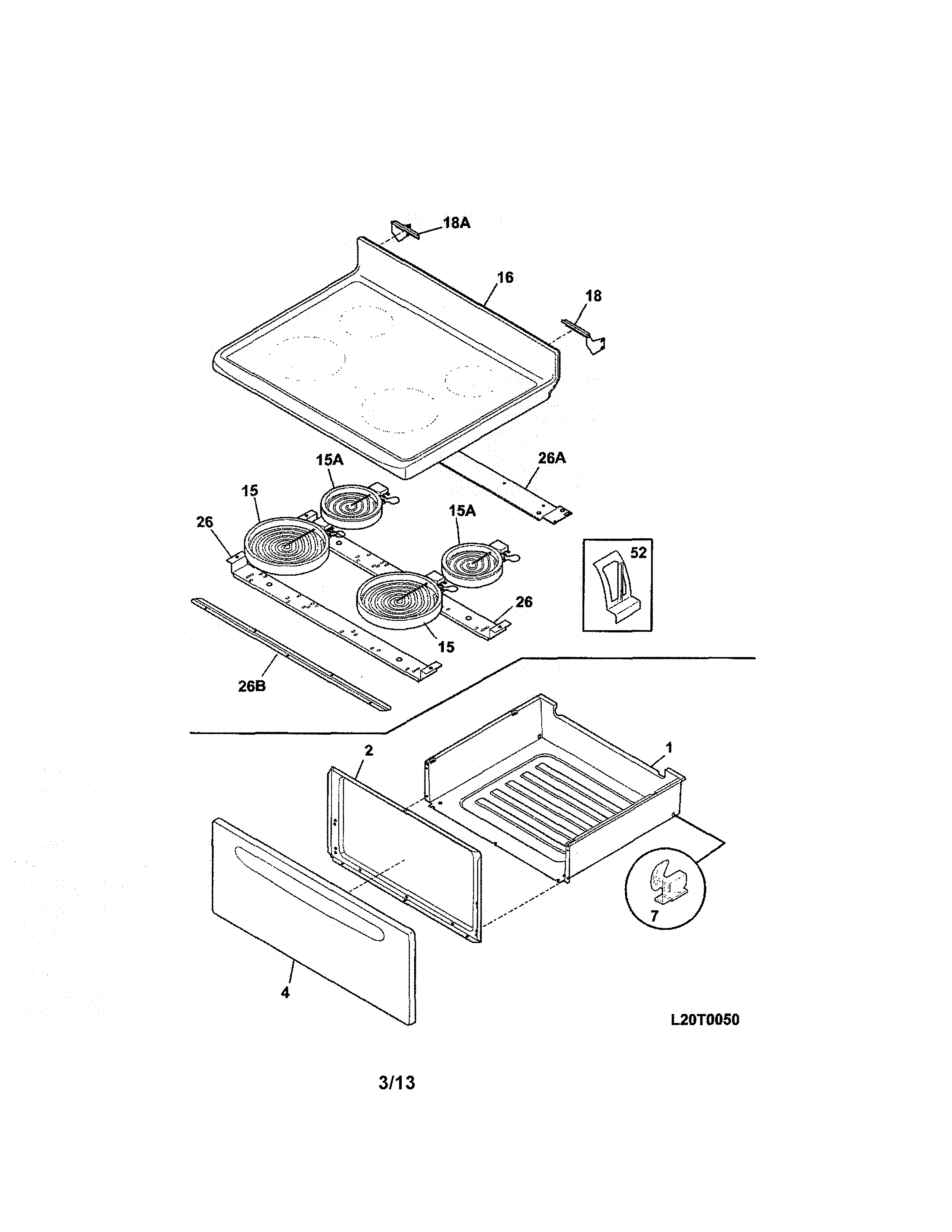 Kenmore 79095320303 top/drawer diagram