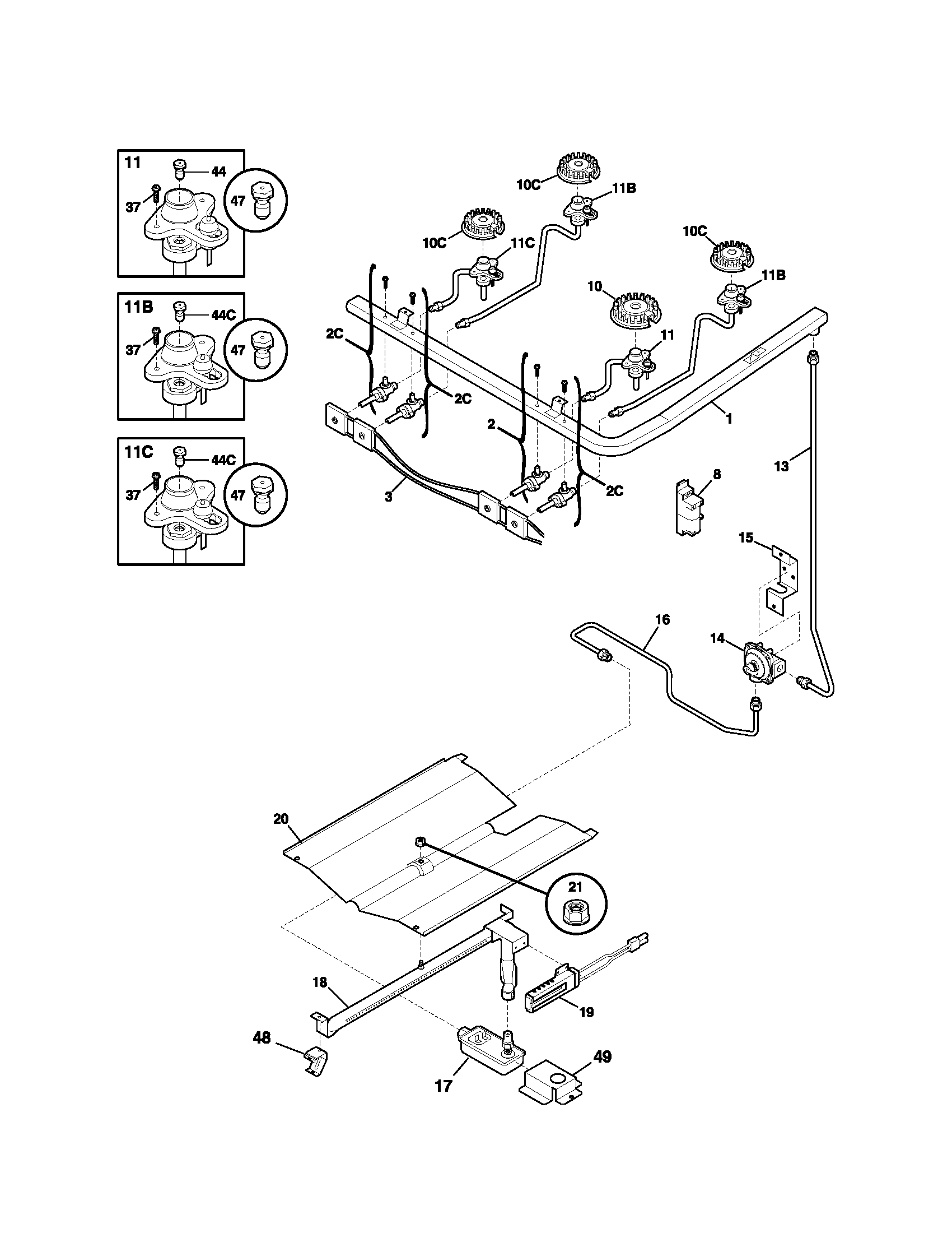 Kenmore 79071412400 burner diagram