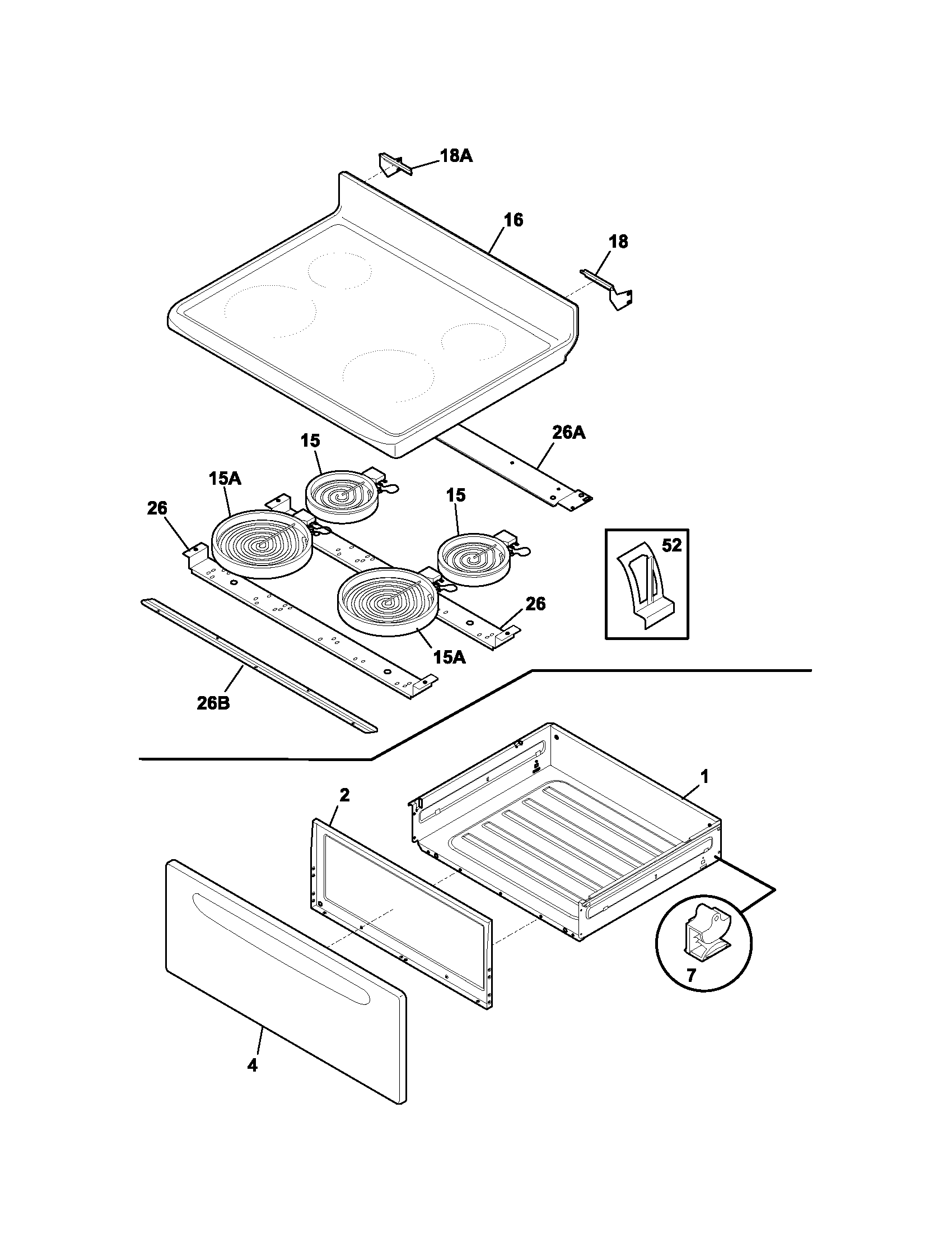Kenmore 79096014400 top/drawer diagram