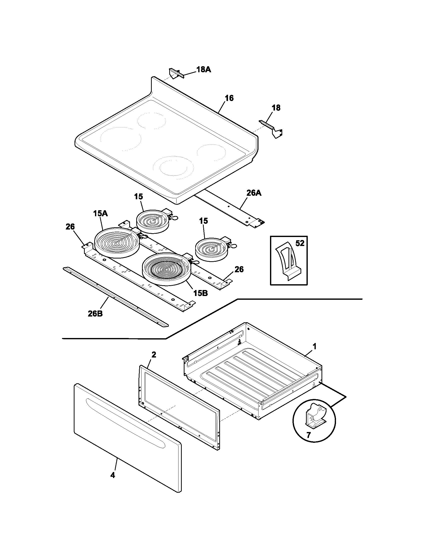 Kenmore 79096119400 top/drawer diagram