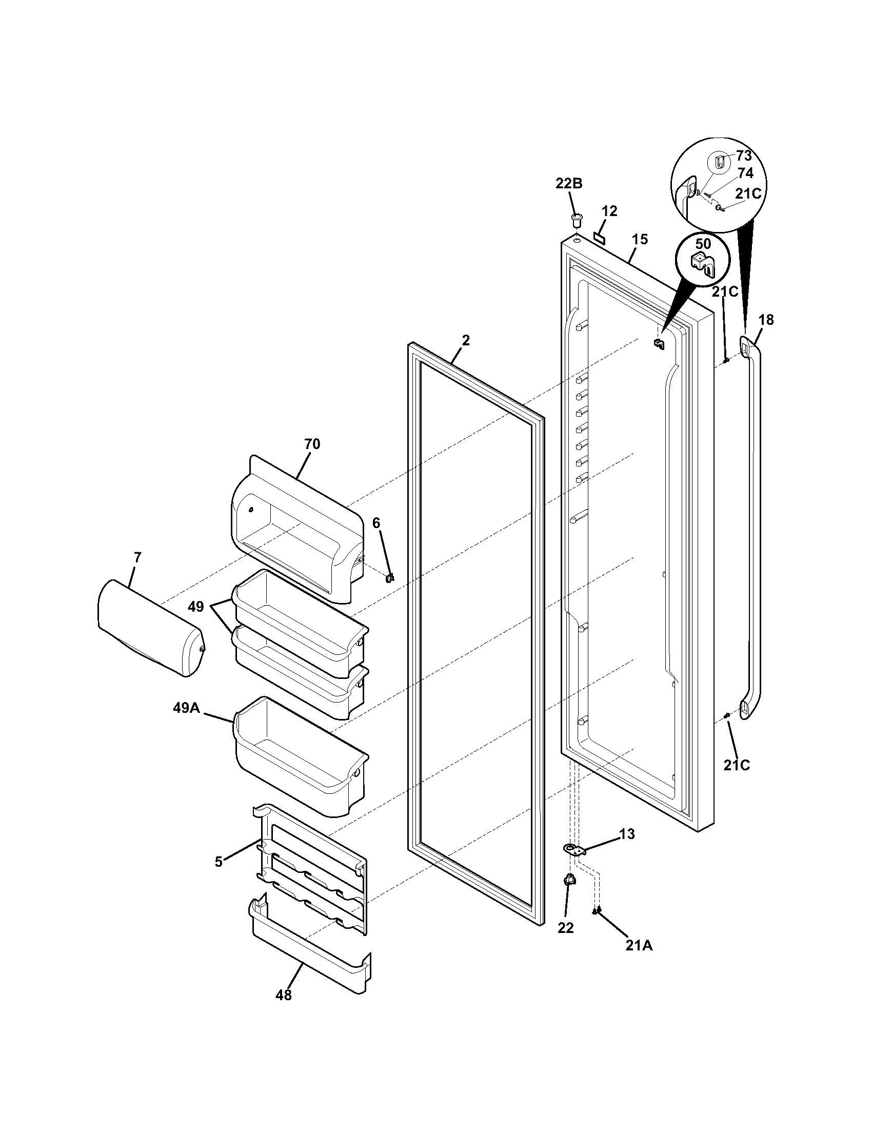 Kenmore Elite 25344303401 refrigerator door diagram