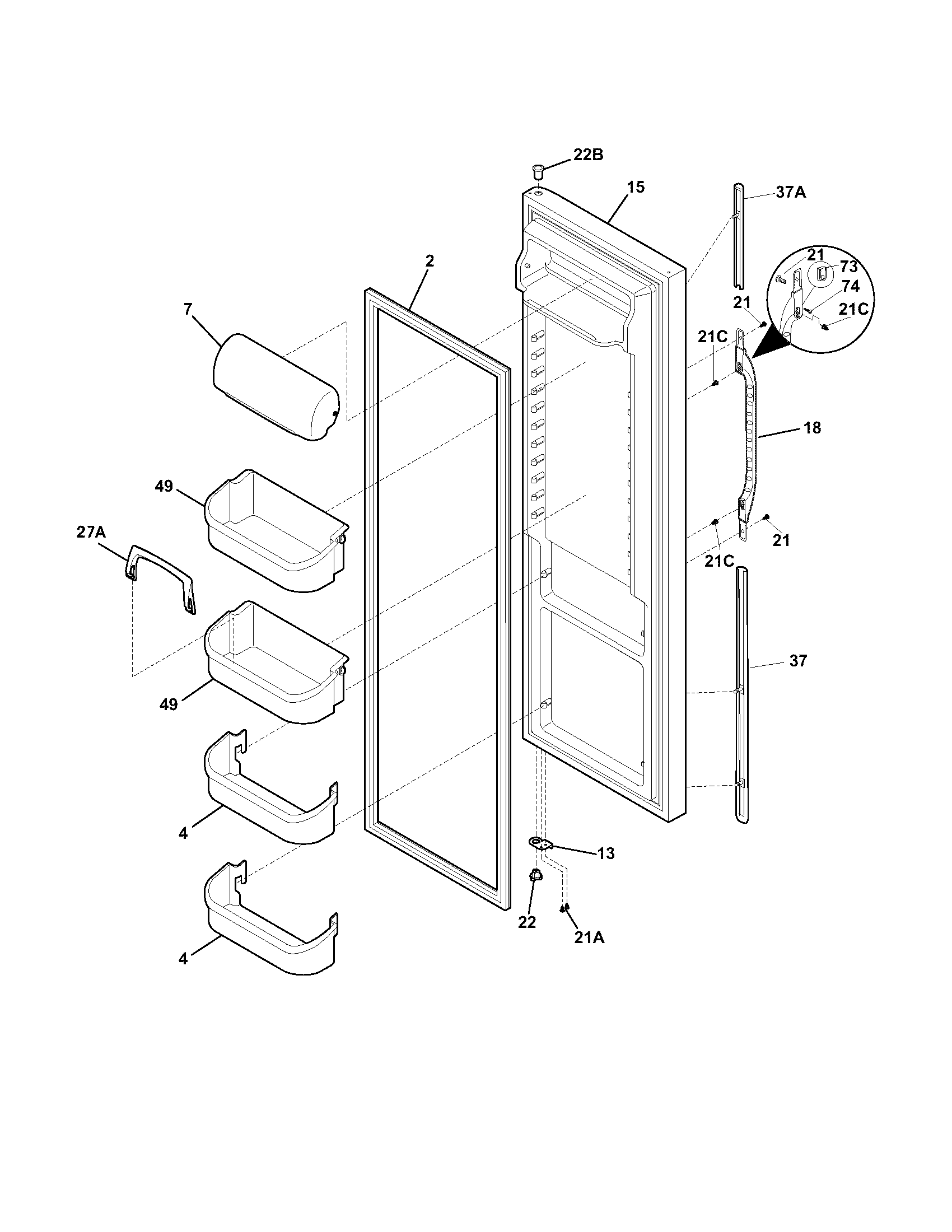 Kenmore 25356514400 refrigerator door diagram