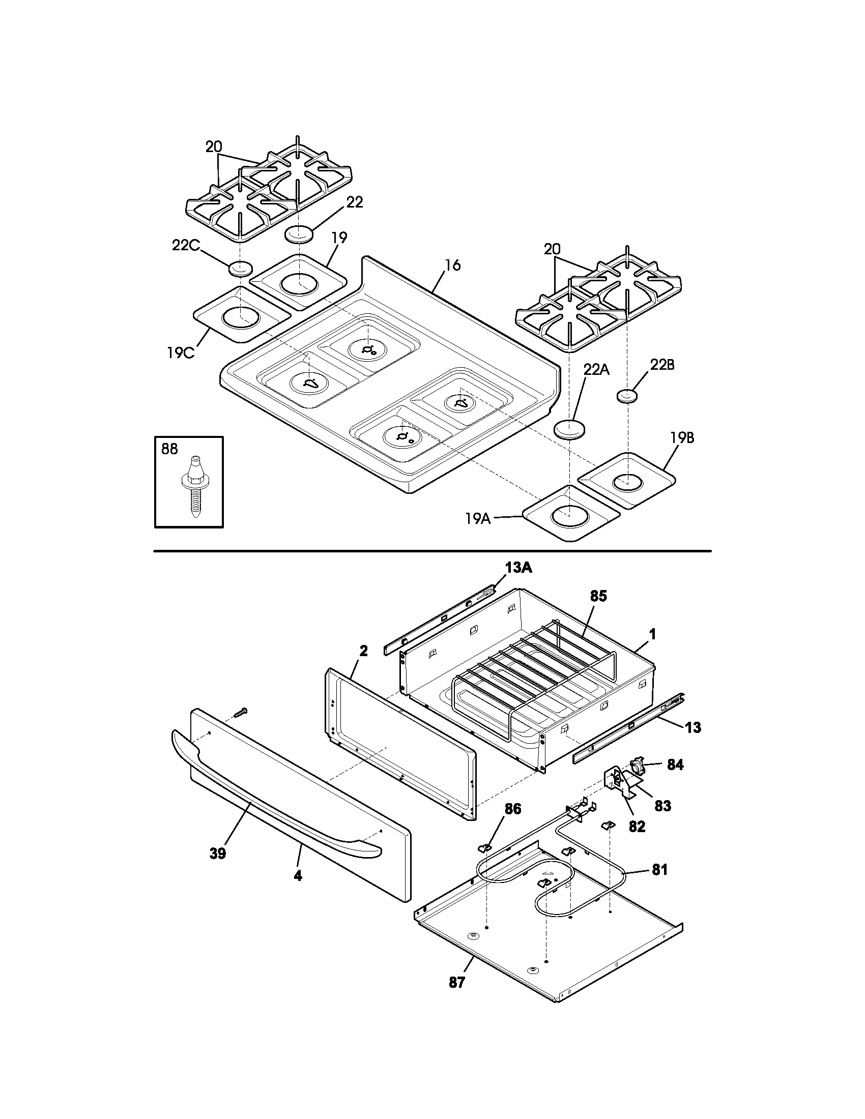 Kenmore 79075923302 top/drawer diagram