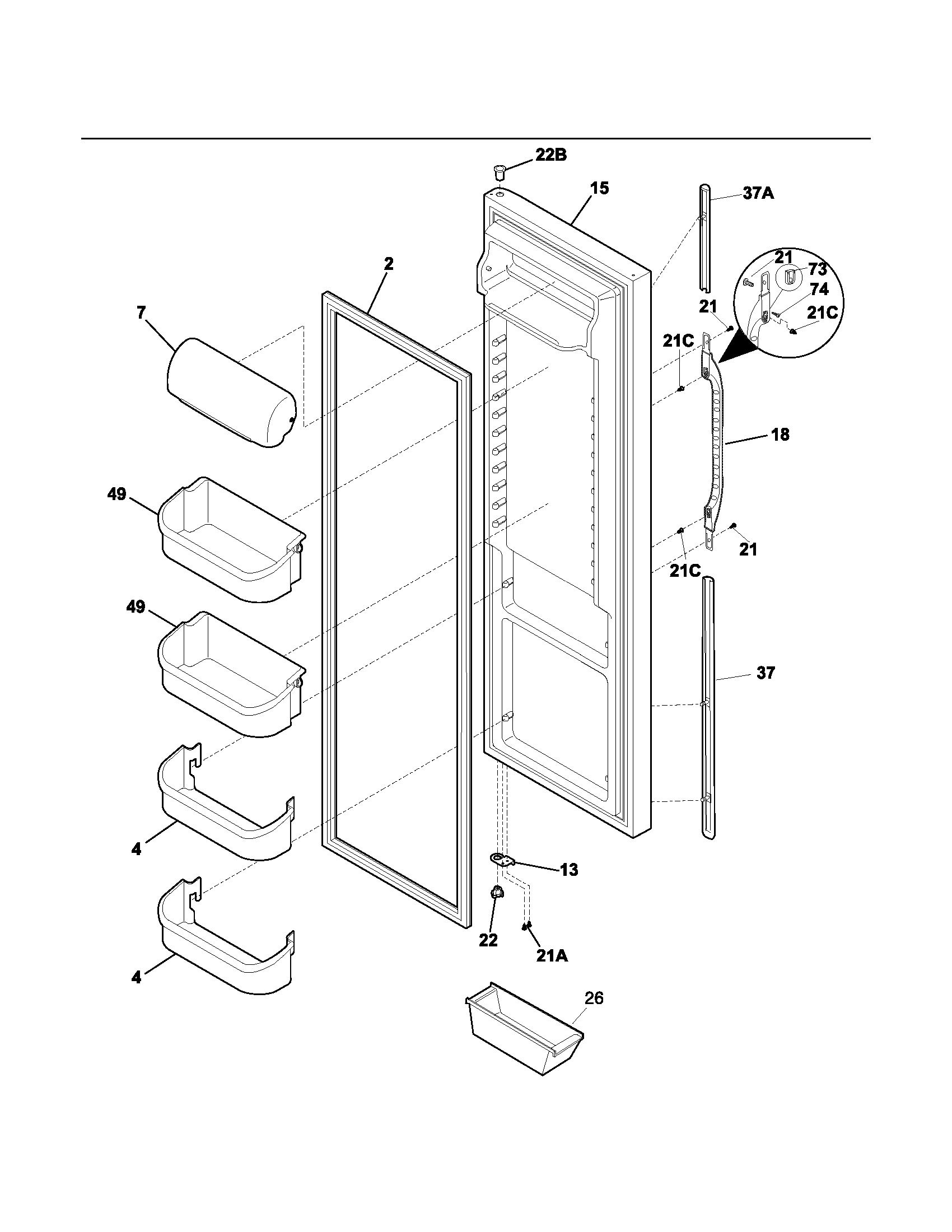 Kenmore 25356272403 refrigerator door diagram