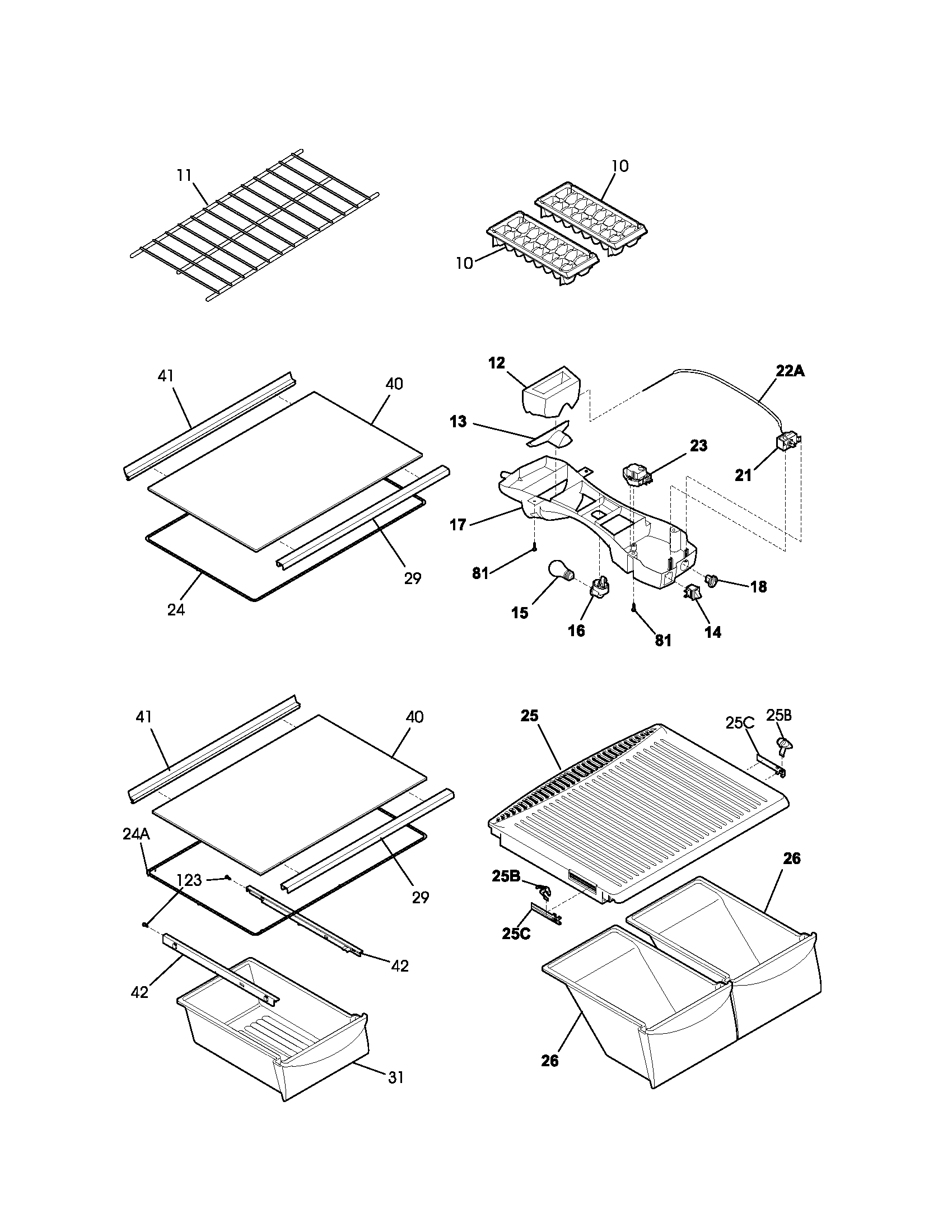 Kenmore 25360723302 shelves diagram