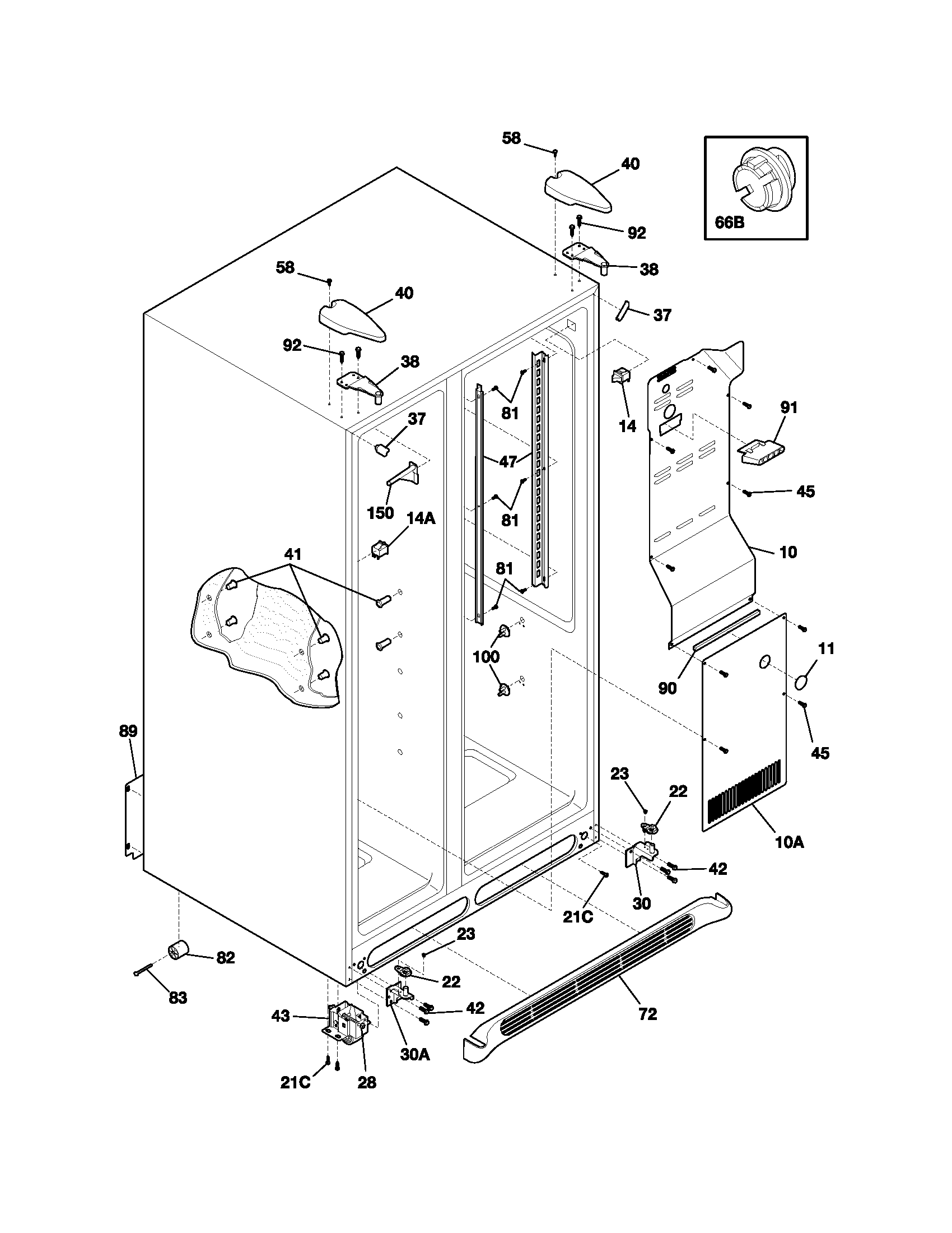 Frigidaire FRS23KF5CB5 cabinet diagram
