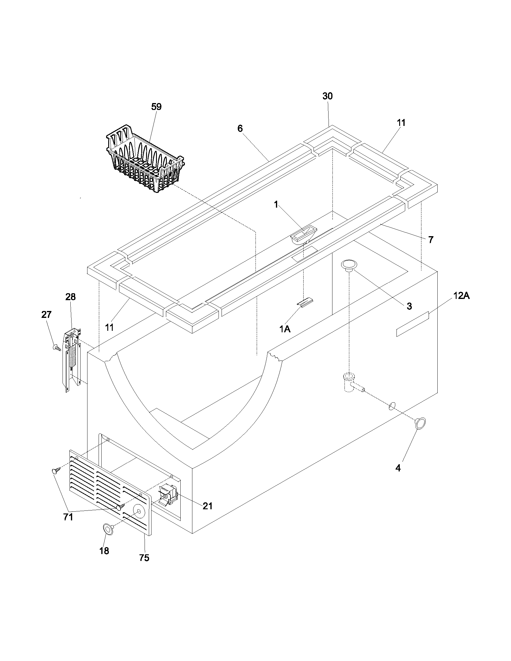 Frigidaire FFC1311DW0 cabinet diagram