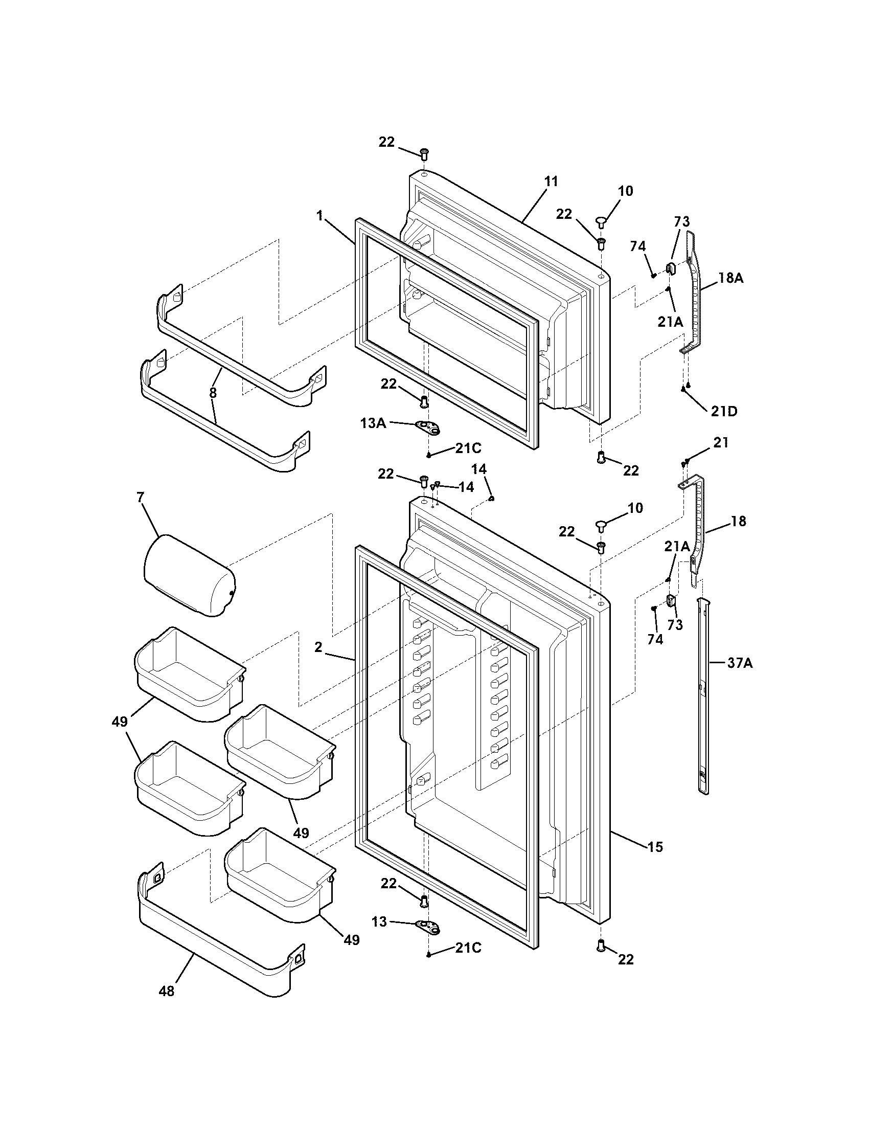 Kenmore 25374863404 door diagram