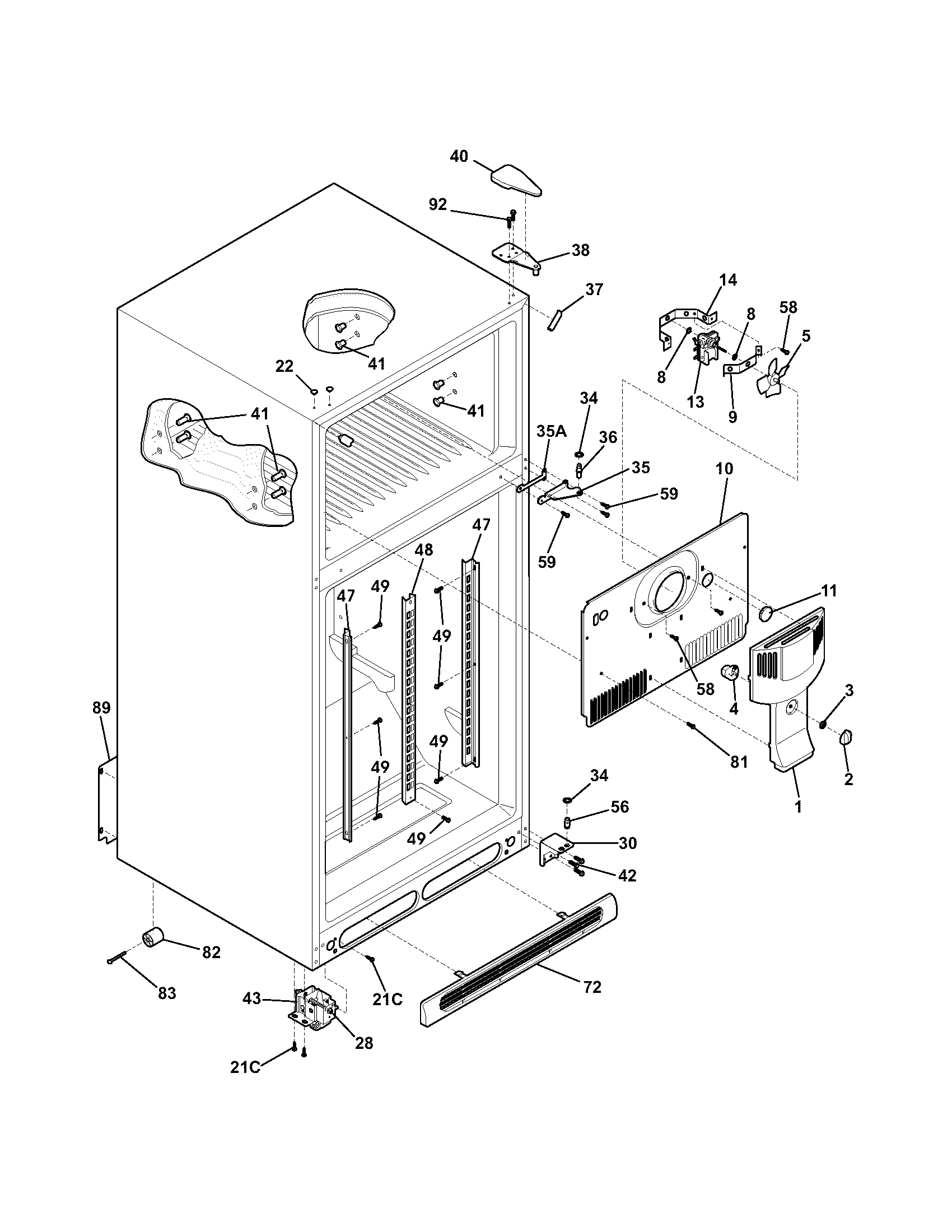 Kenmore 25374863404 cabinet diagram