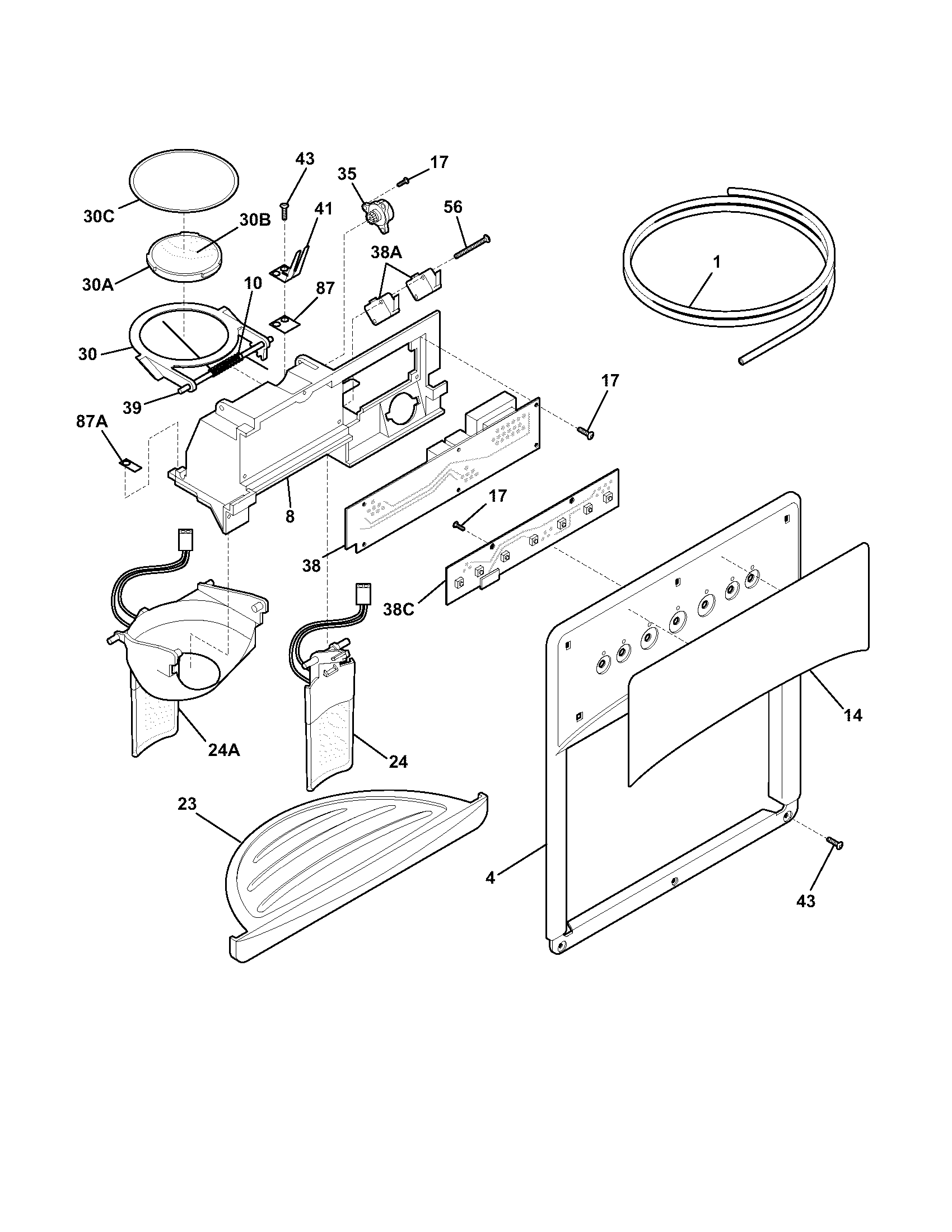 Kenmore 25356292403 ice & water dispenser diagram