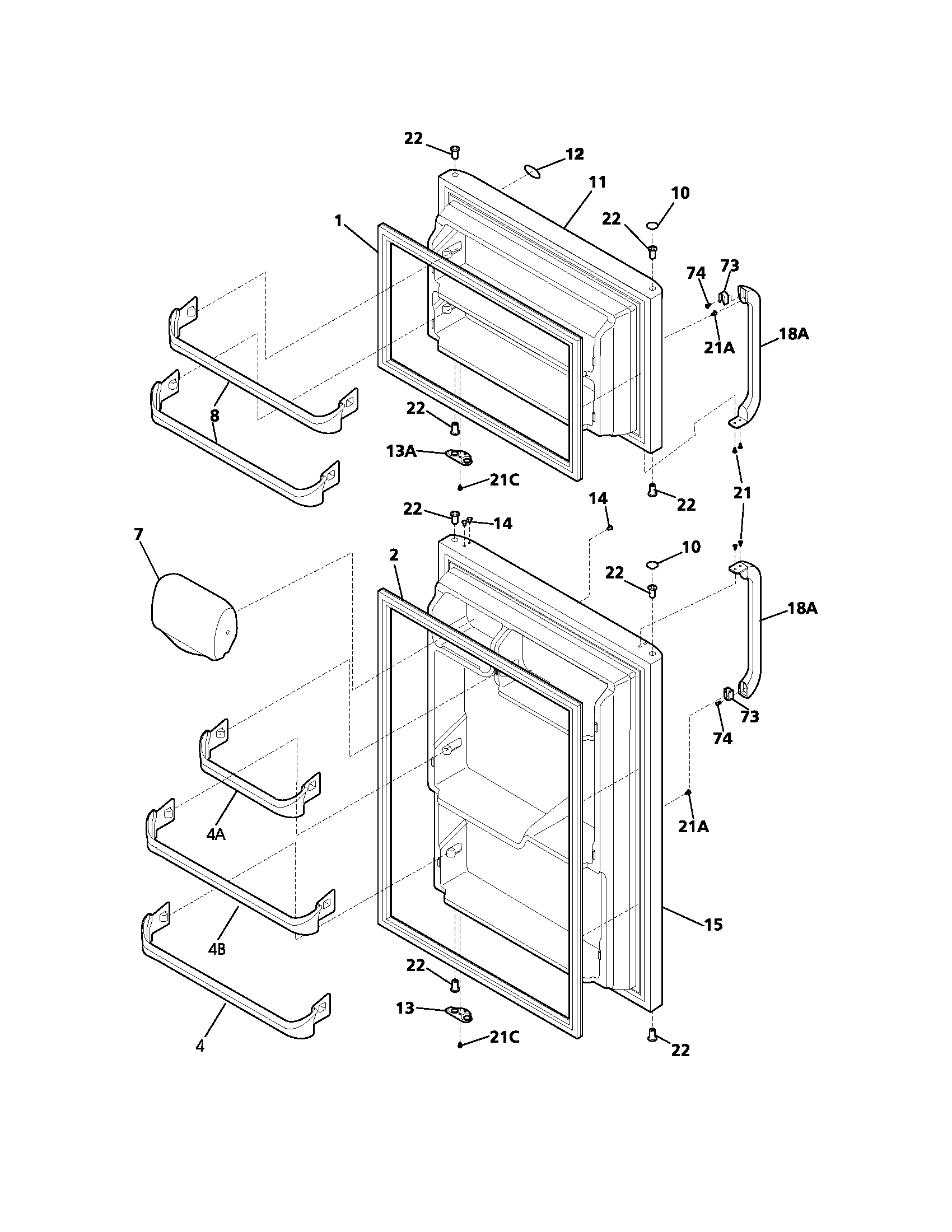 Frigidaire FRT15IB3AQ5 door diagram