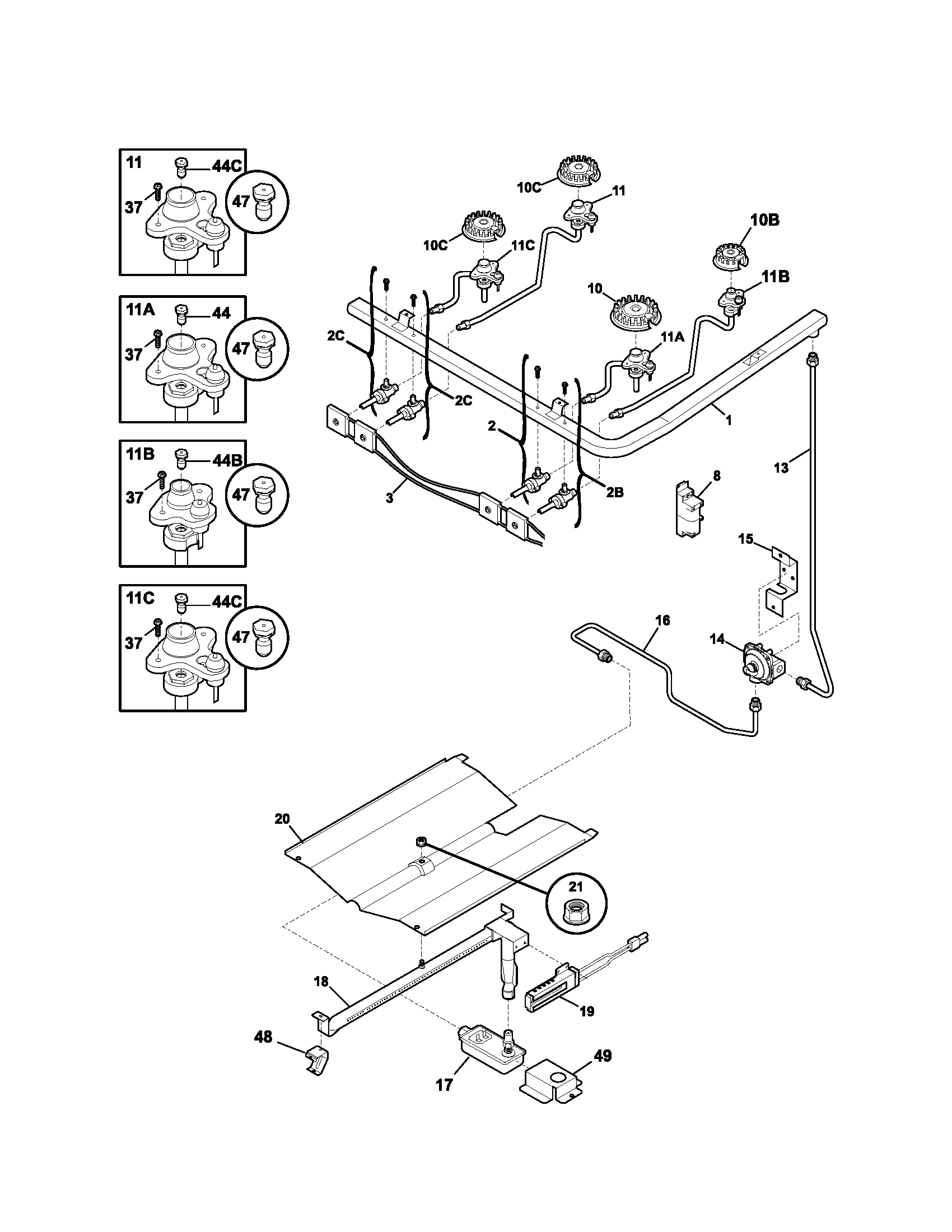 Kenmore 79071519400 burner diagram