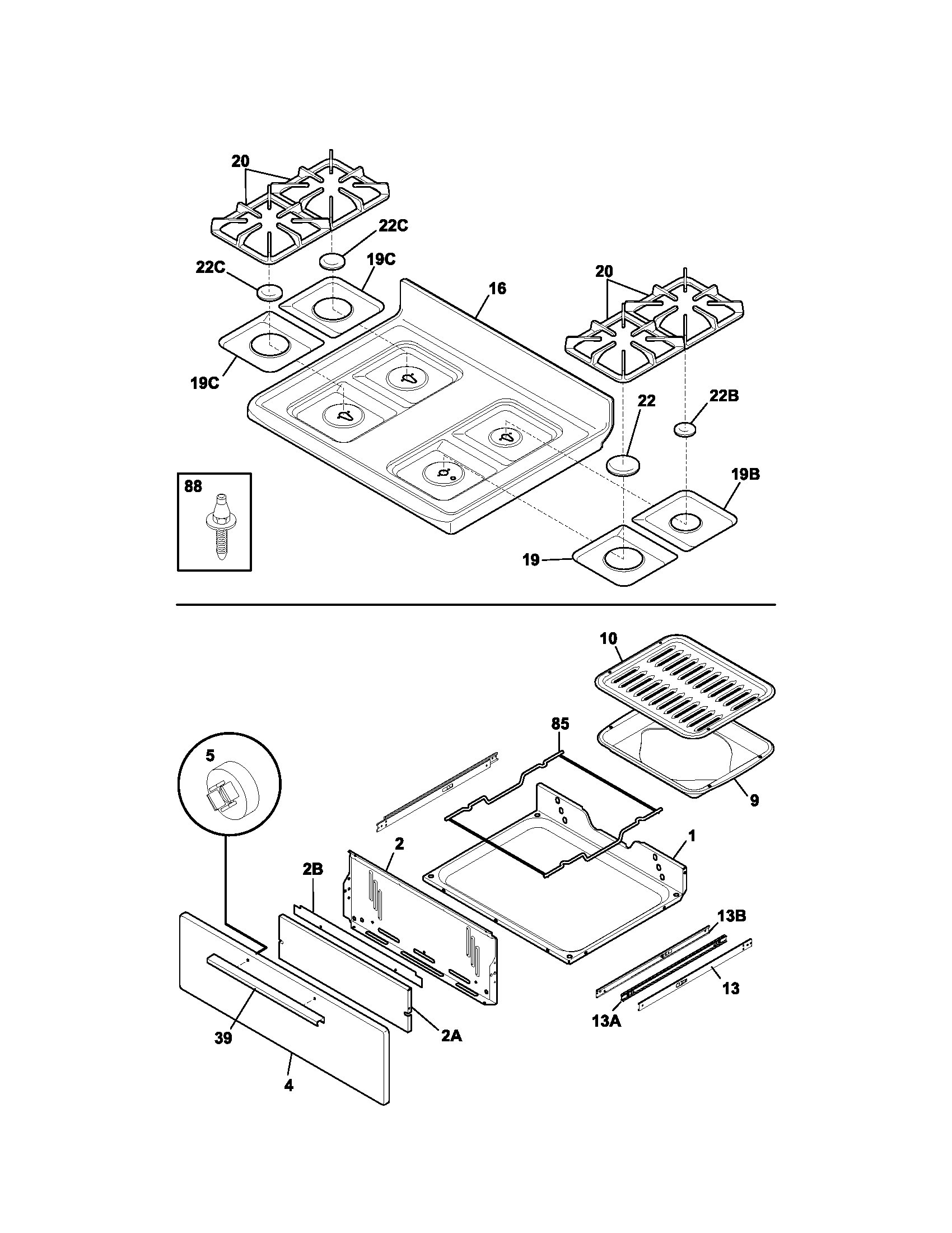 Kenmore 79071519400 top/drawer diagram