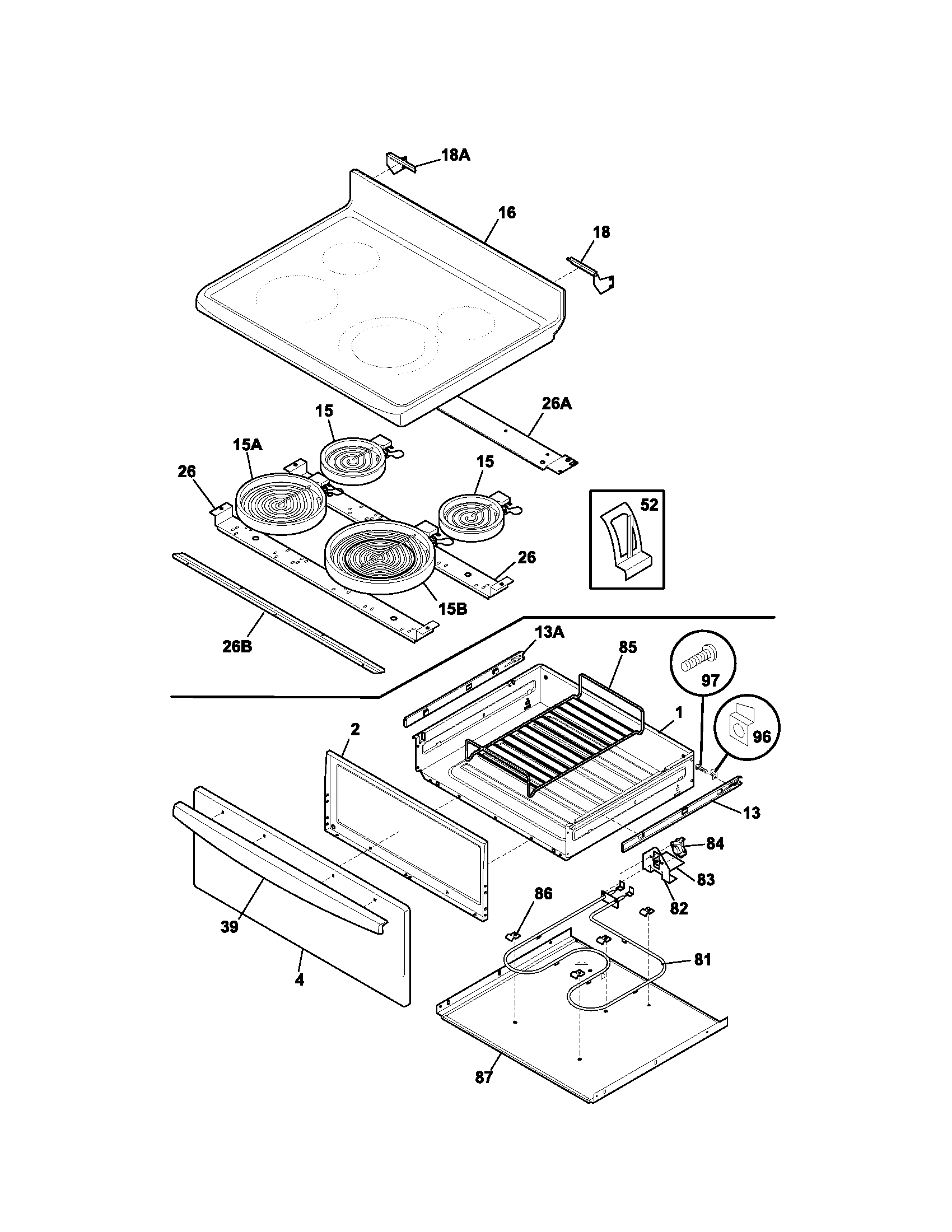 Kenmore 79096529400 top/drawer diagram