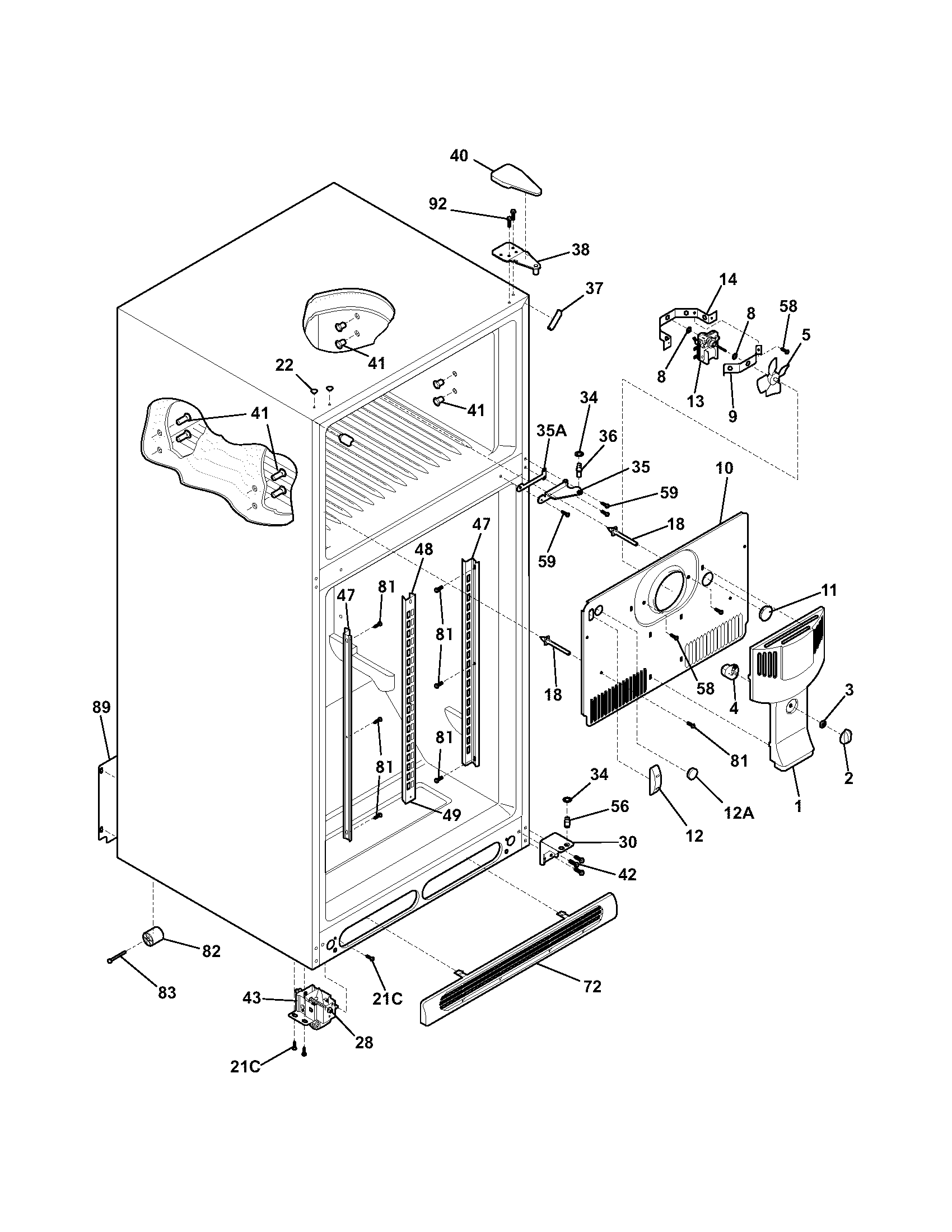 Kenmore 25364159402 cabinet diagram