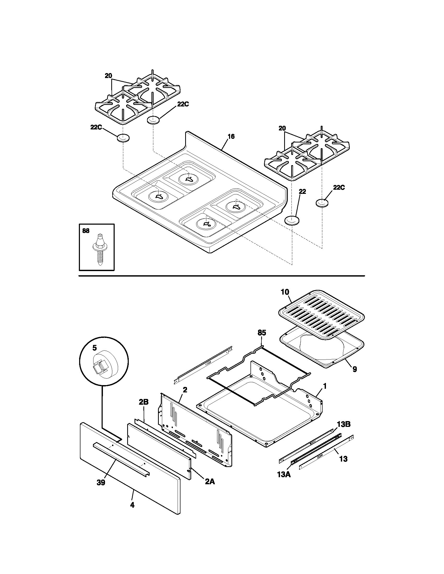 Kenmore 79071420400 top/drawer diagram