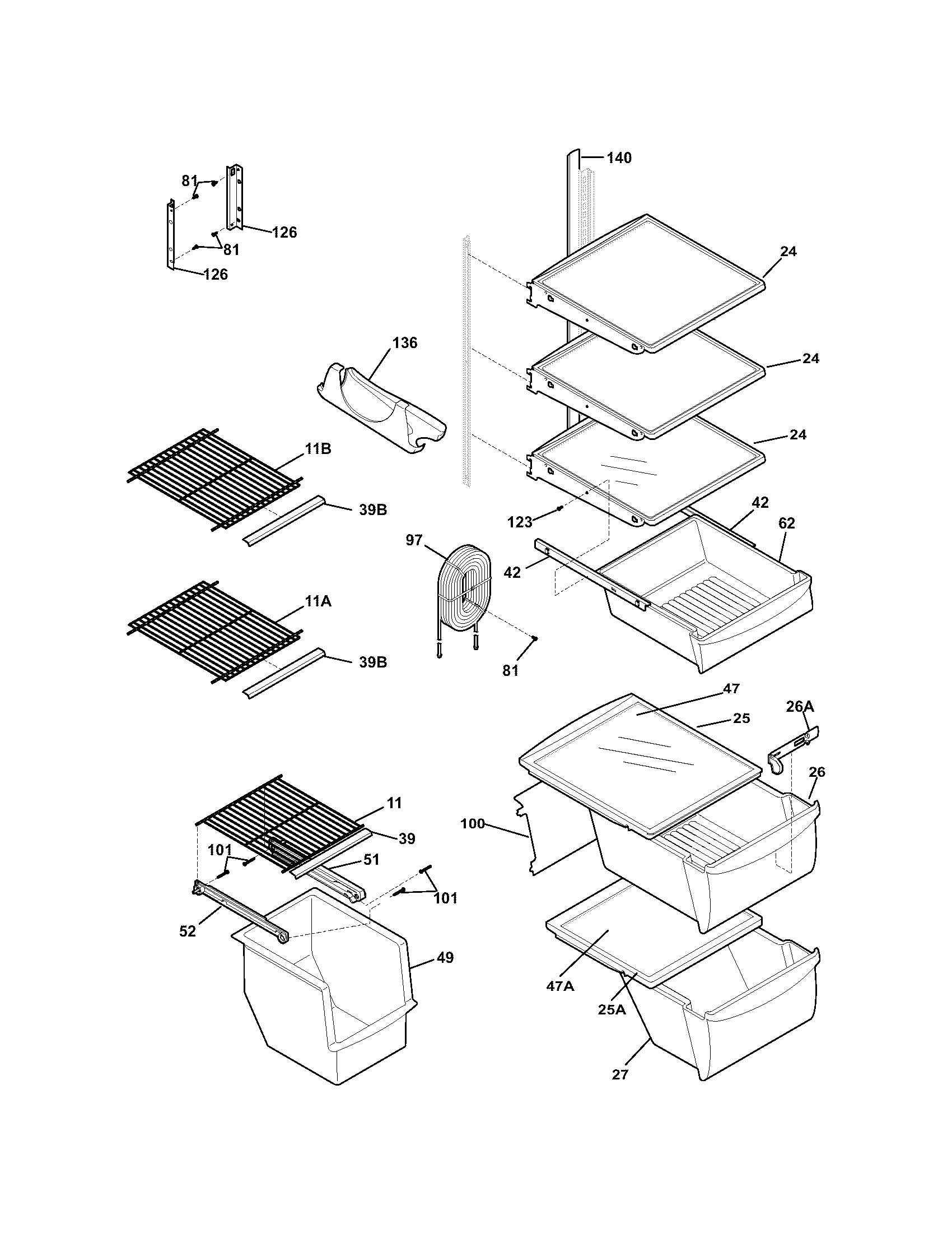 Kenmore 25356522400 shelves diagram