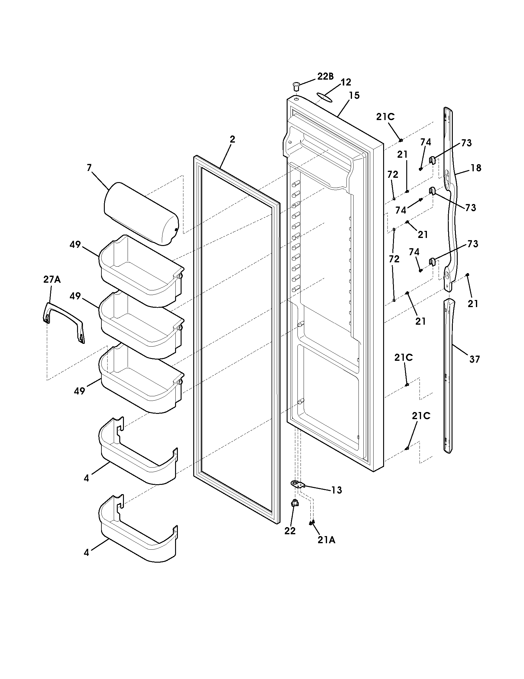 Frigidaire GLHS238ZDQ1 refrigerator door diagram