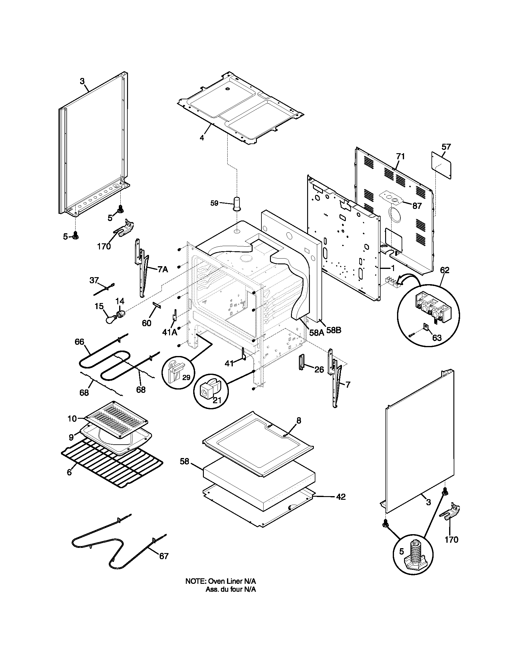 Frigidaire FEF326ASJ body diagram