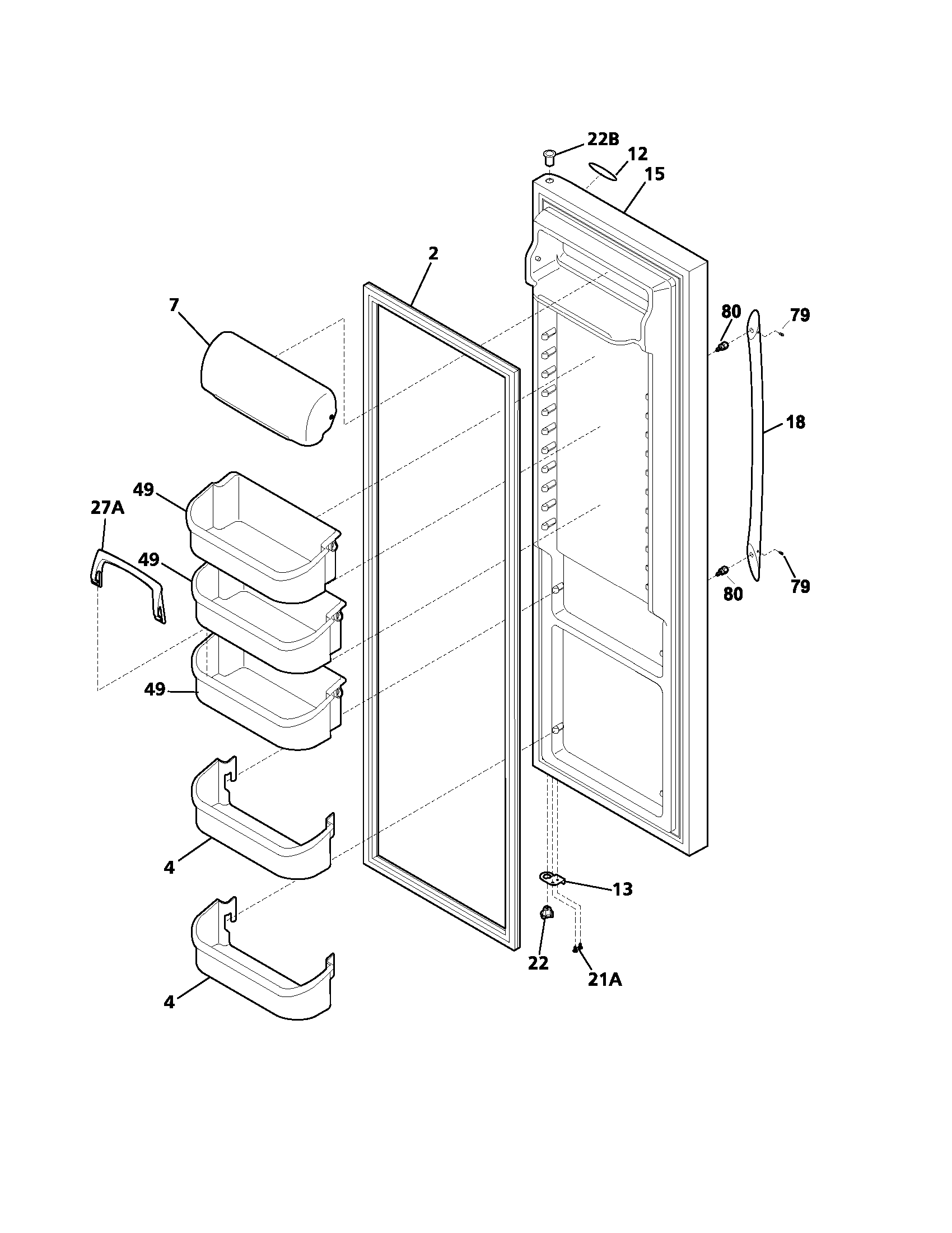 Frigidaire PLHS237ZDB2 refrigerator door diagram