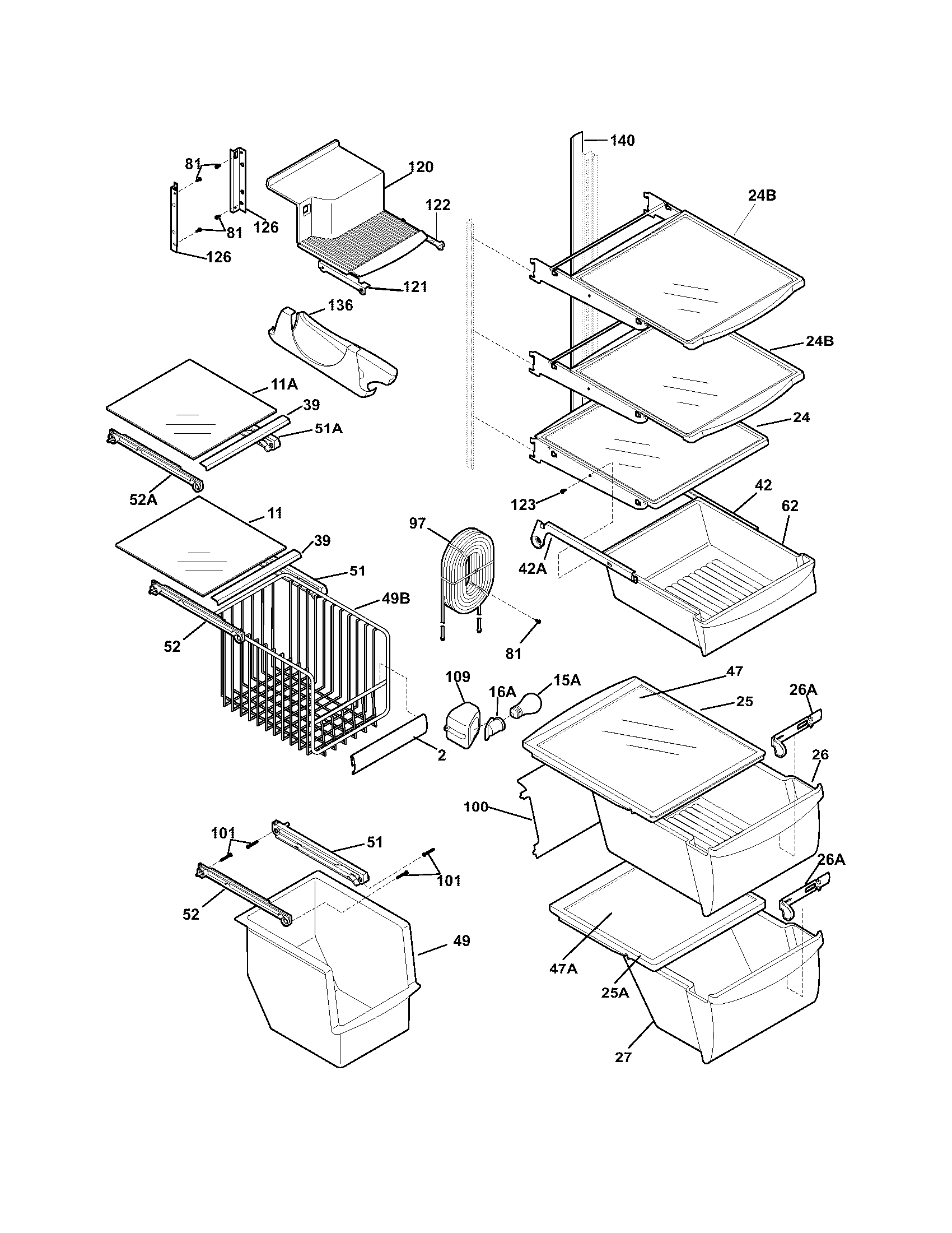 Frigidaire PLHS237ZDB2 shelves diagram