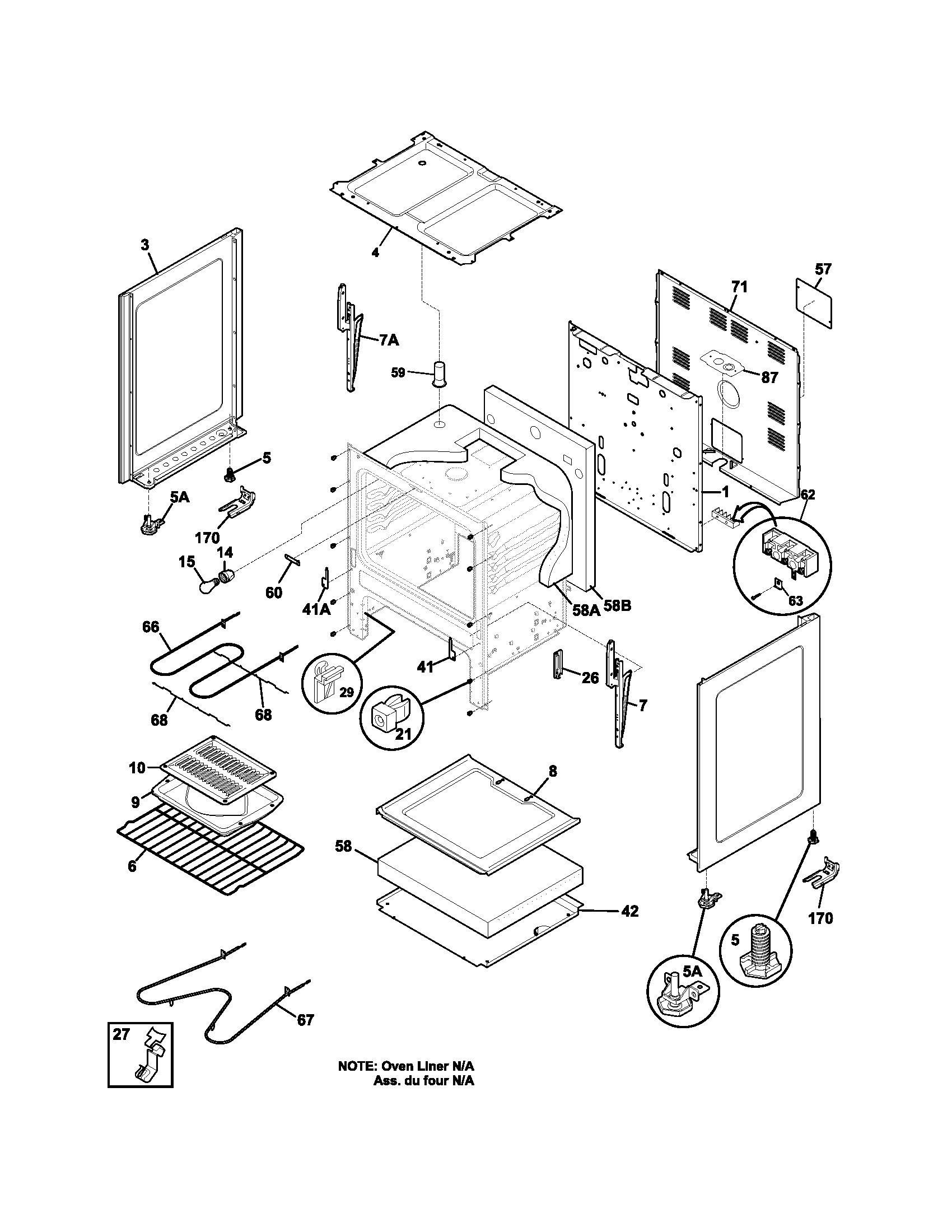Frigidaire FEF316BQD body diagram